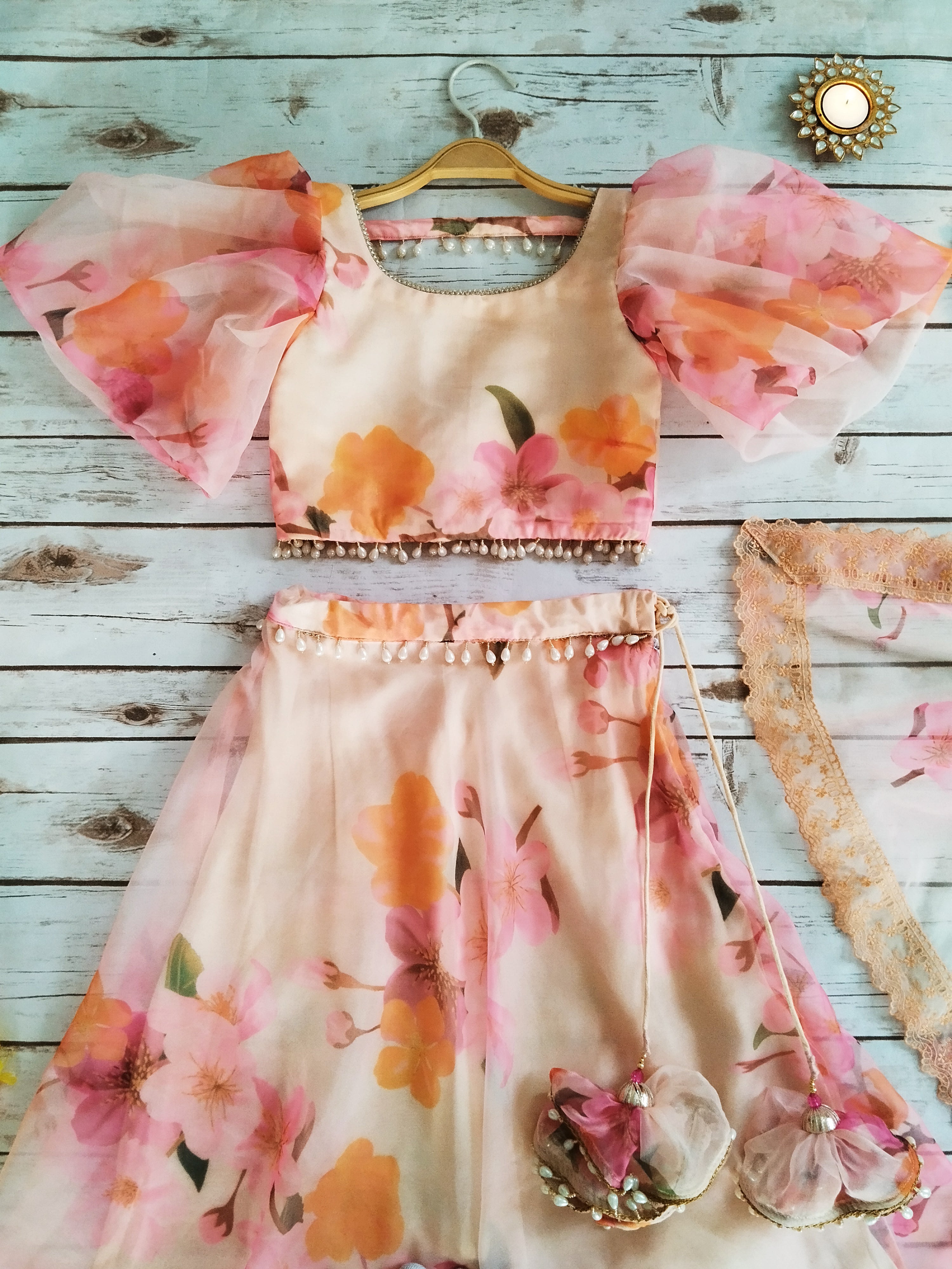 Bloom Floral Organza Kid's Lehenga