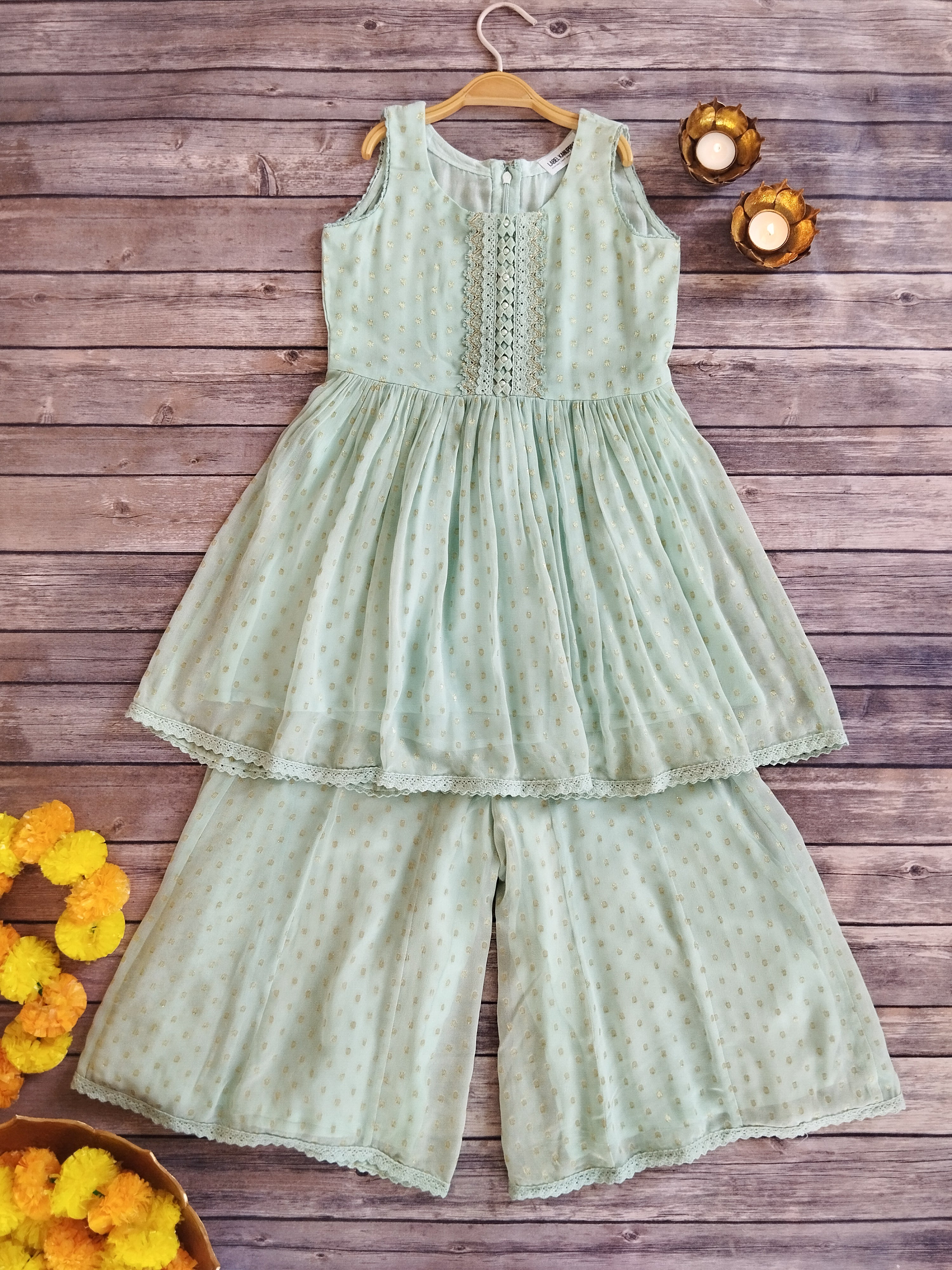 Baby Blue Georgette Kids Sharara Set
