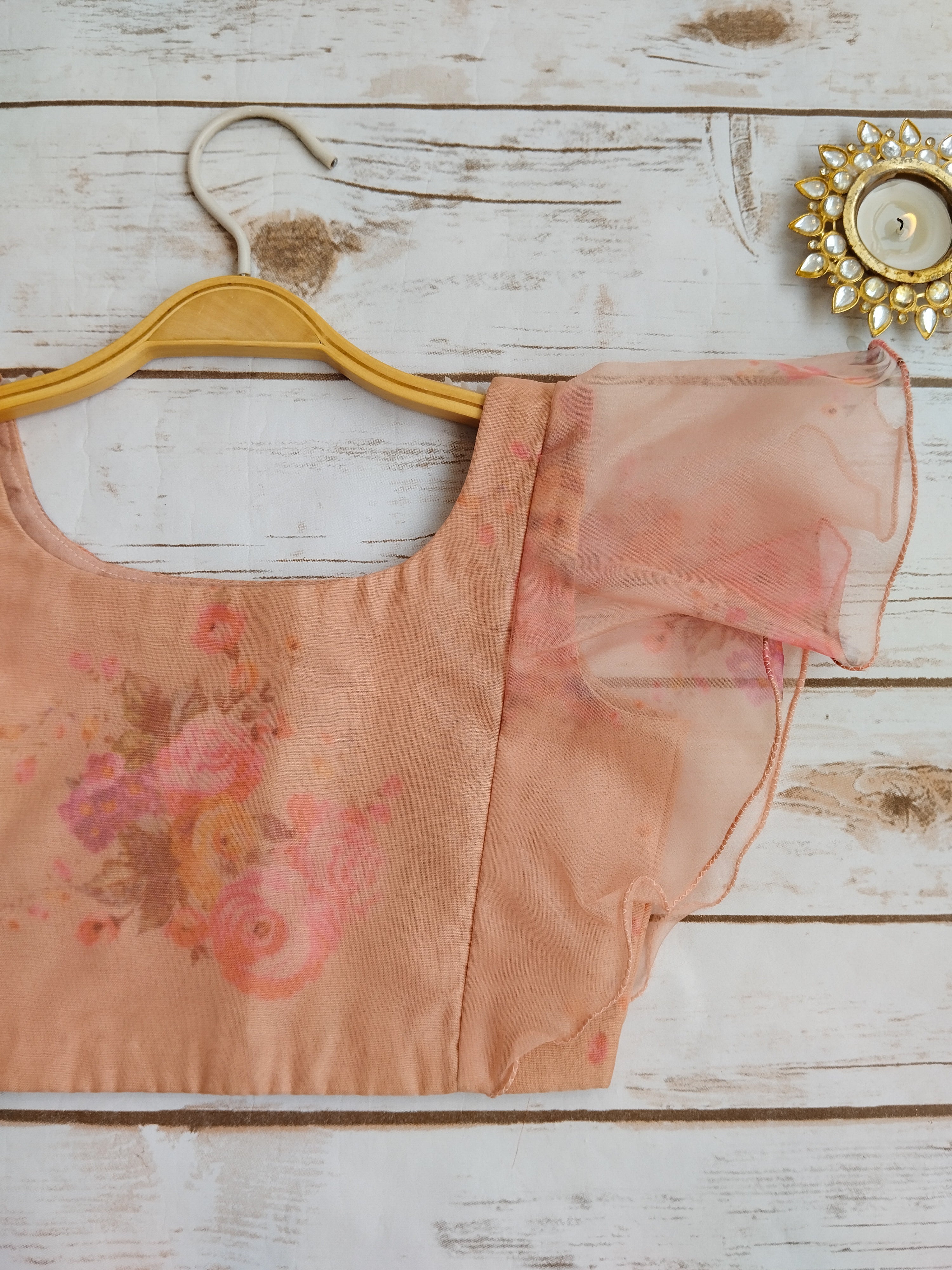 Dusty Pink Floral Organza Crop-Top Kids Sharara Set