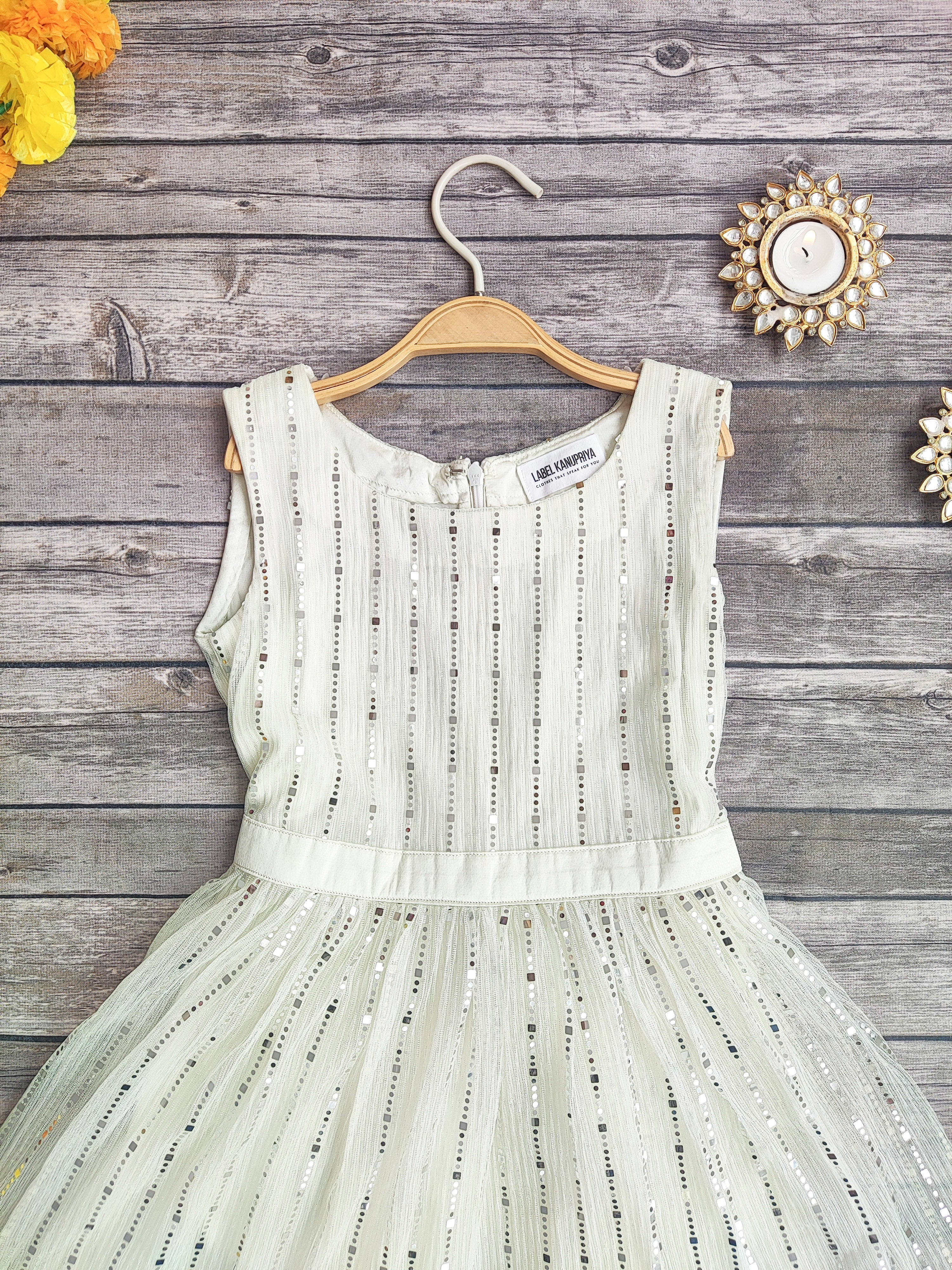 White Shimmer Kids Dress