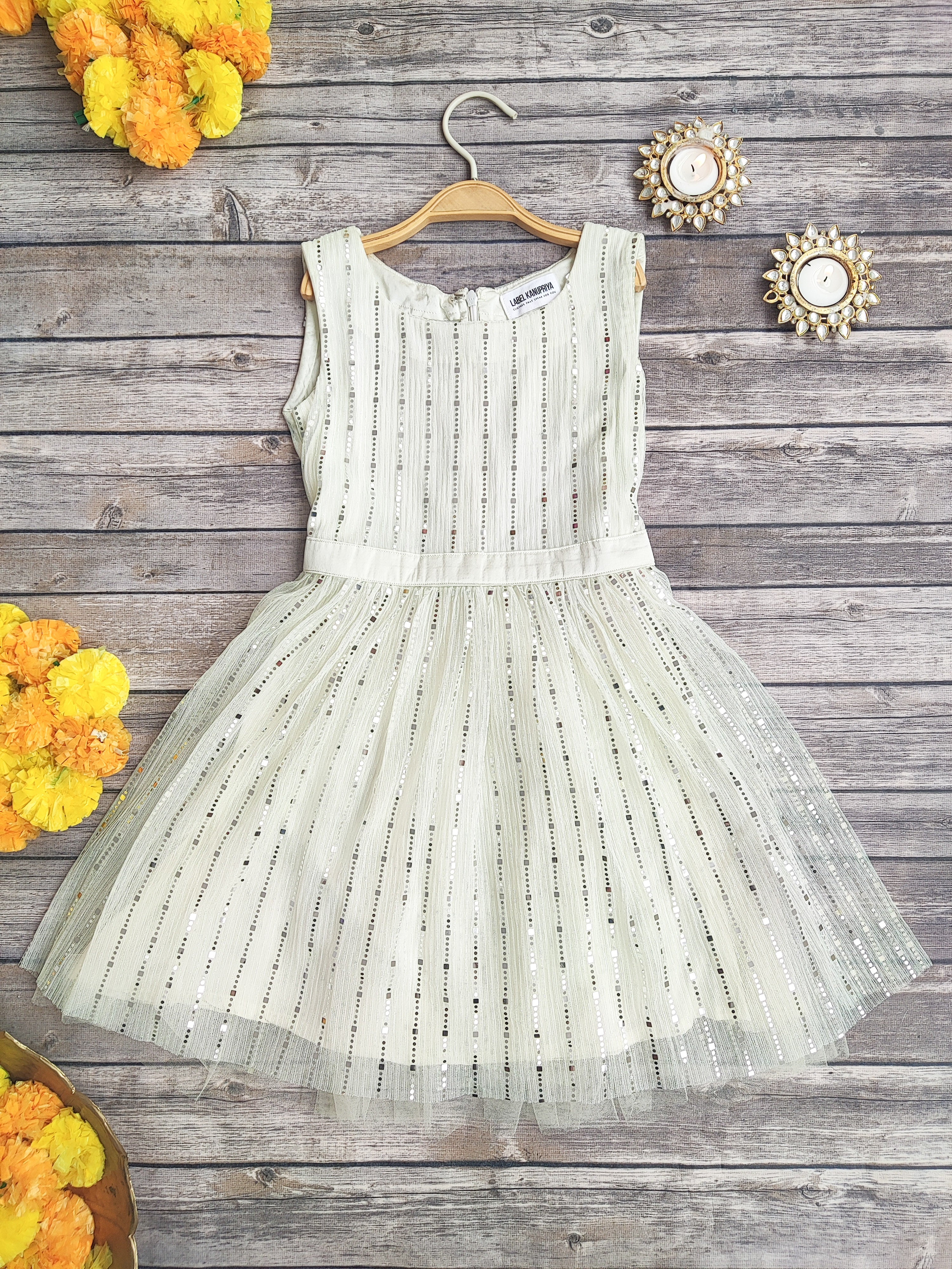 White Shimmer Kids Dress