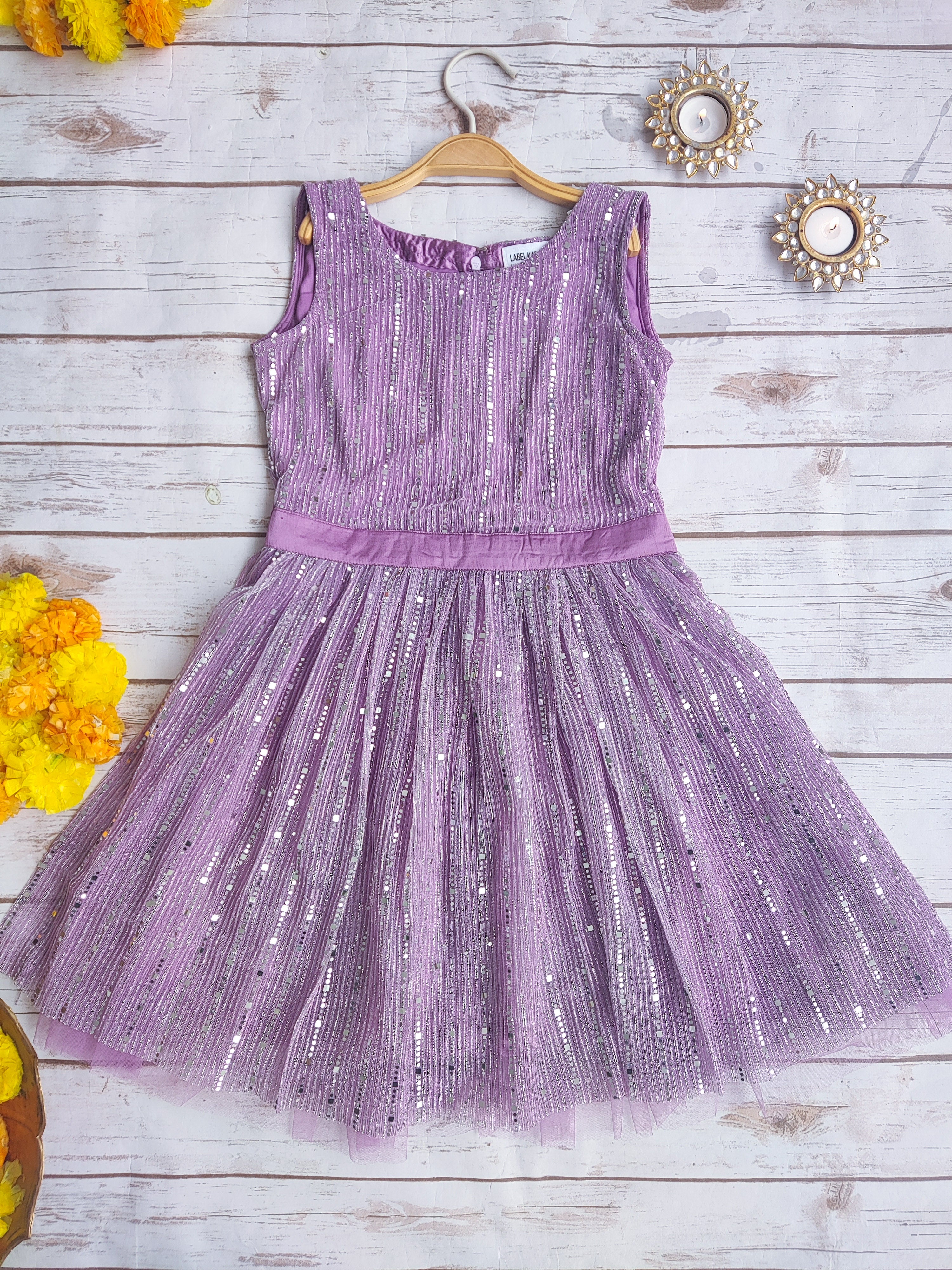 Lilac Shimmer Fabric Kids Dress