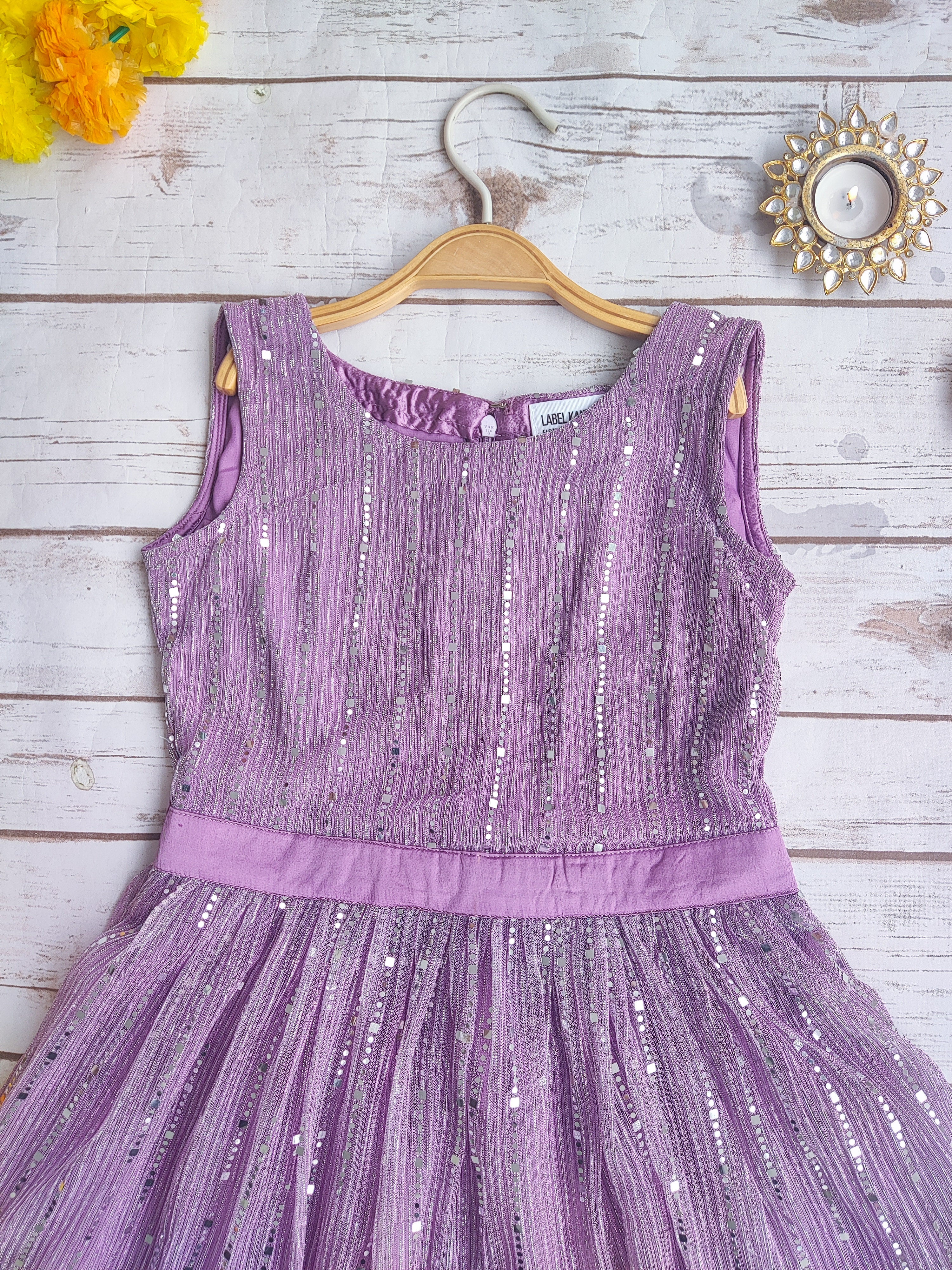 Lilac Shimmer Fabric Kids Dress