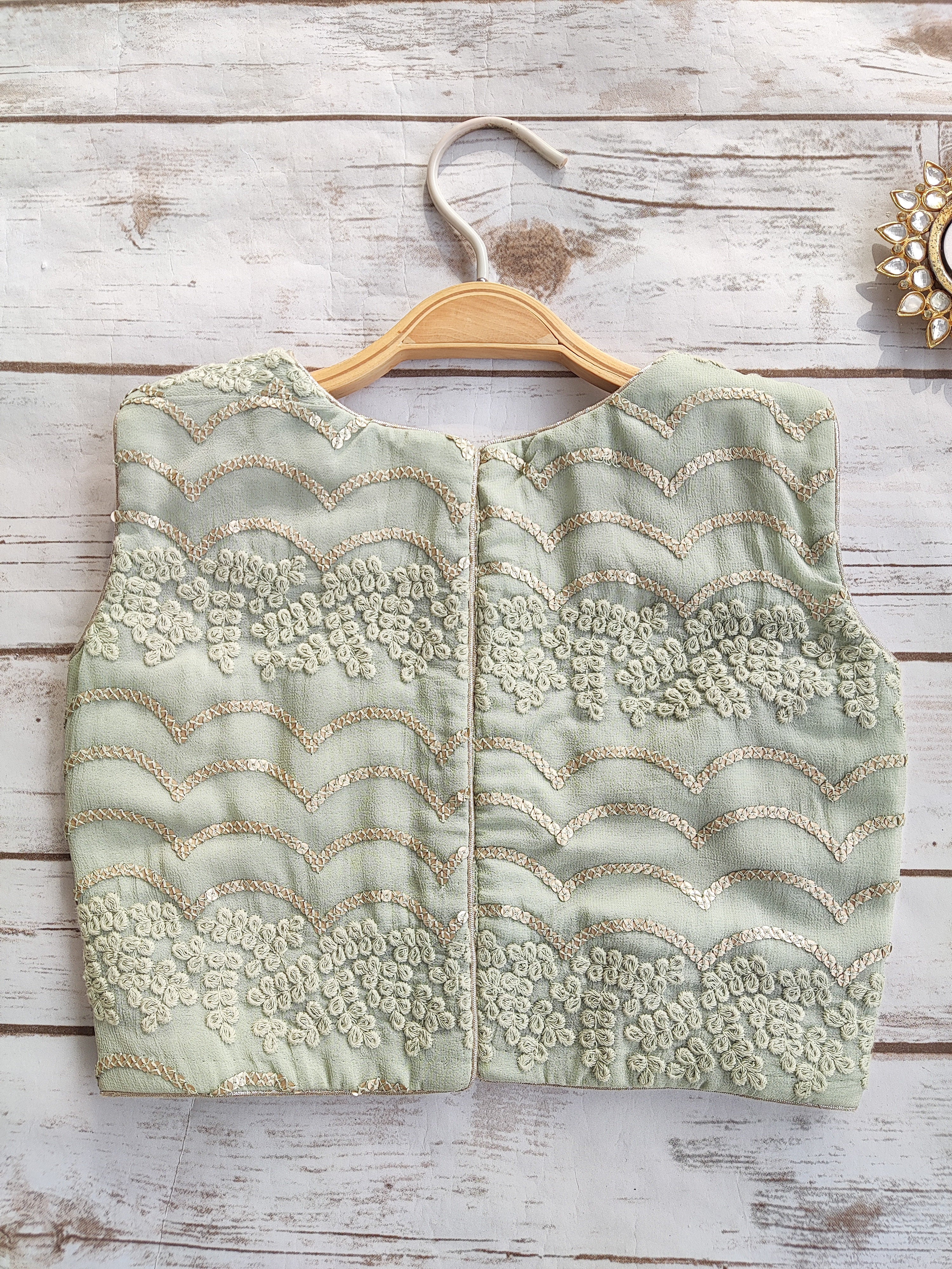 Sea Green Kid's Sequinwork Organza Lehenga