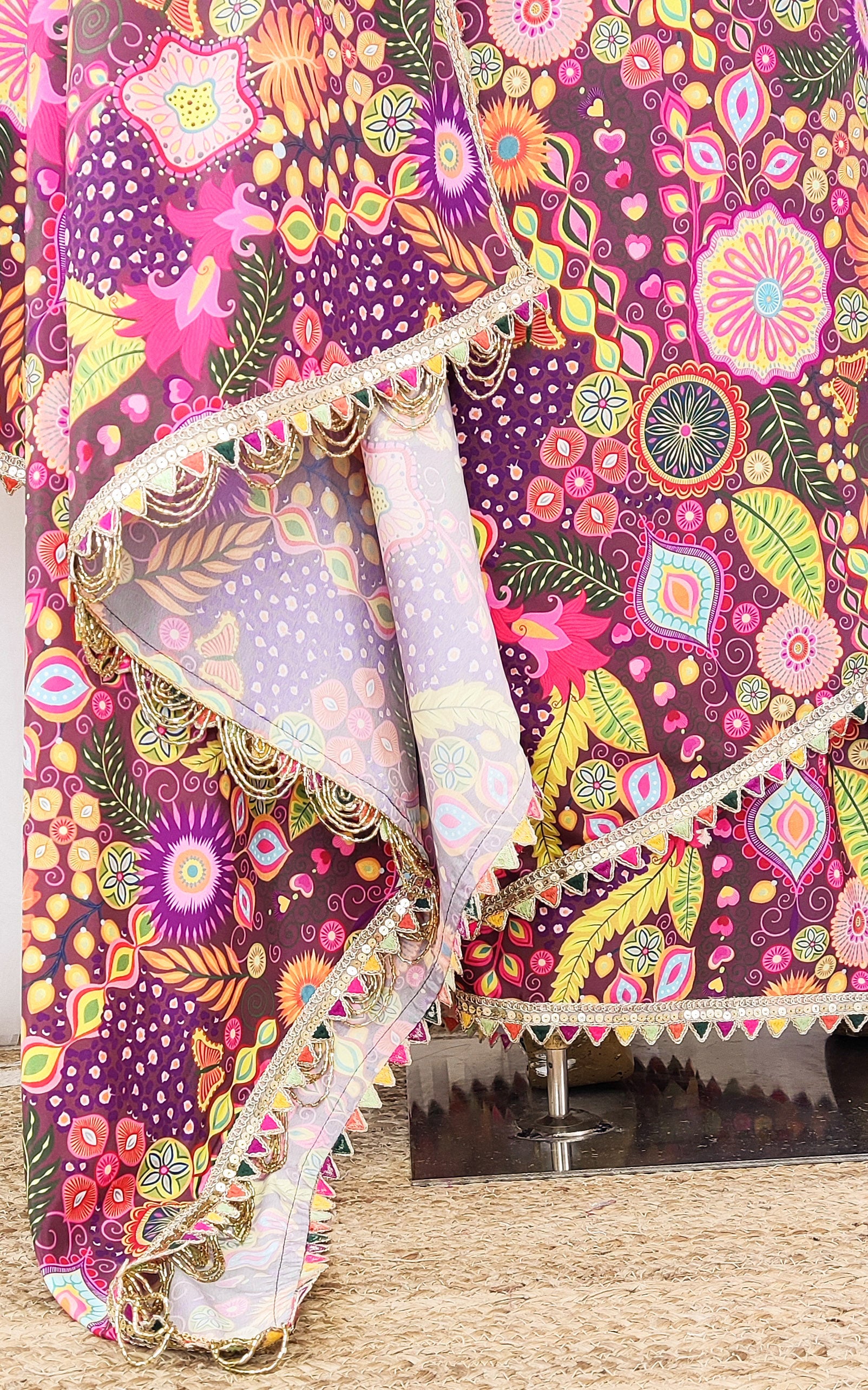 Purple Kitschy Printed Crepe Saree