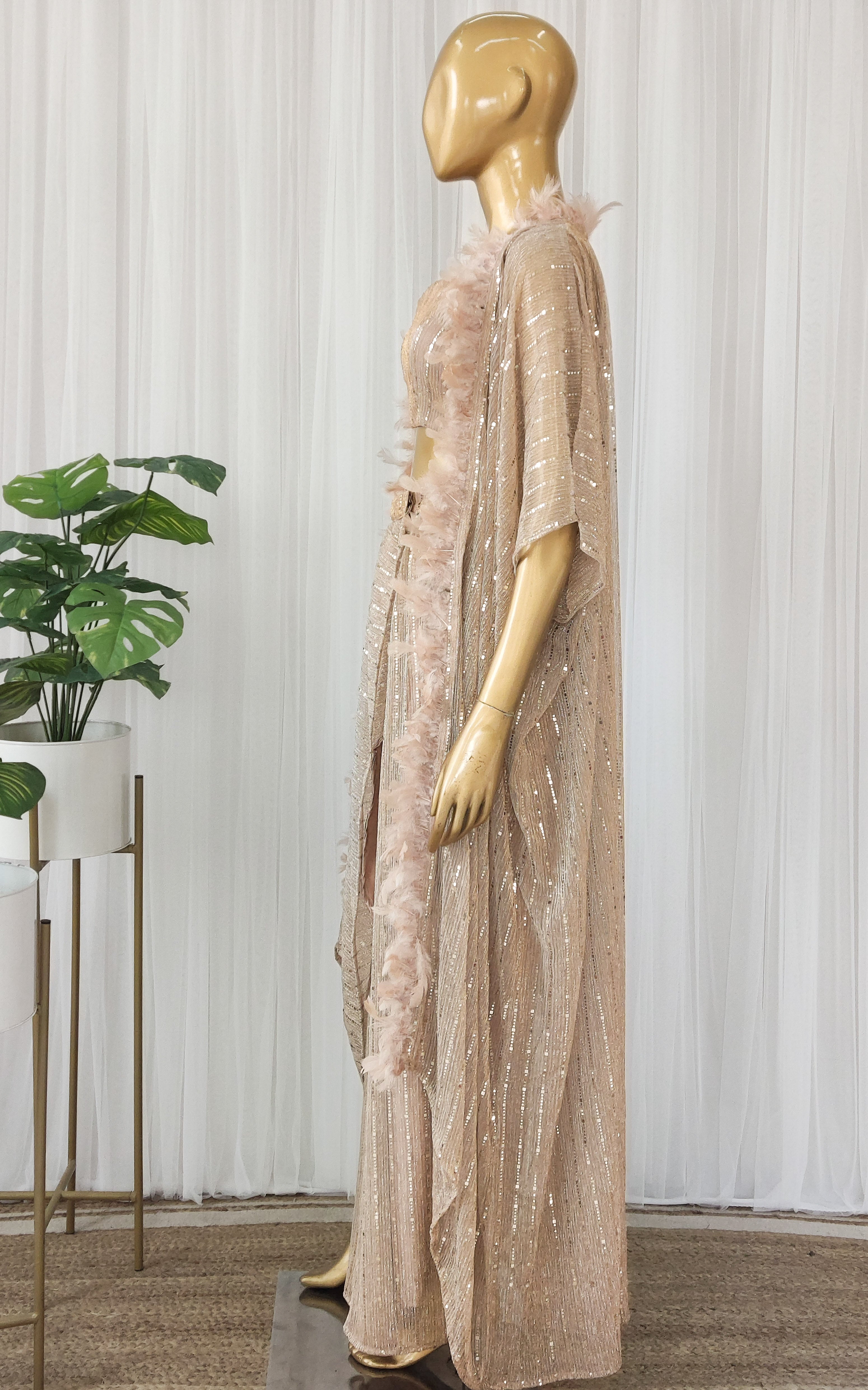 Sonal Old Rose Shimmer Draped Skirt Co-Ord Set