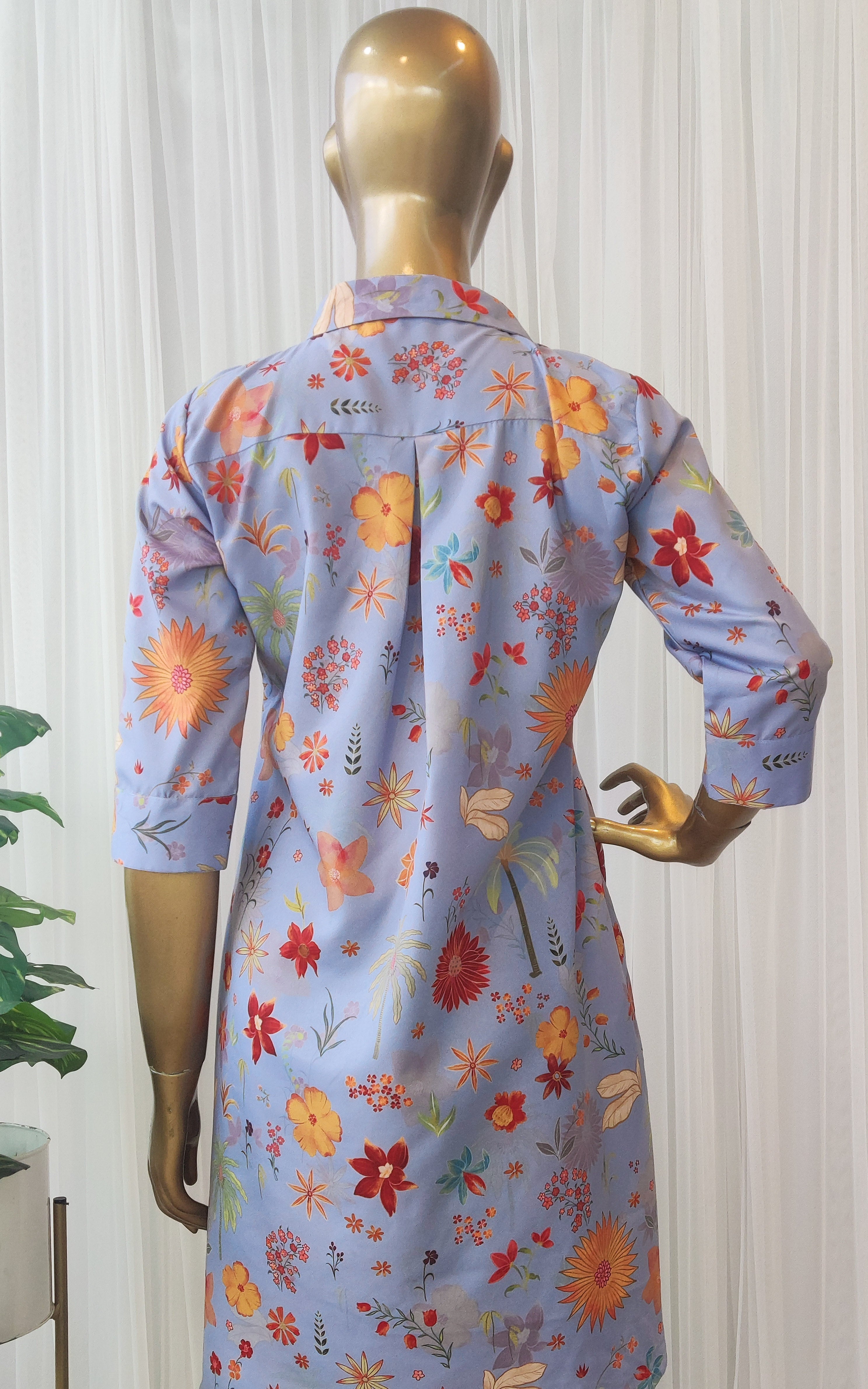 Grey Tropical Printed Crepe Co-Ord Set