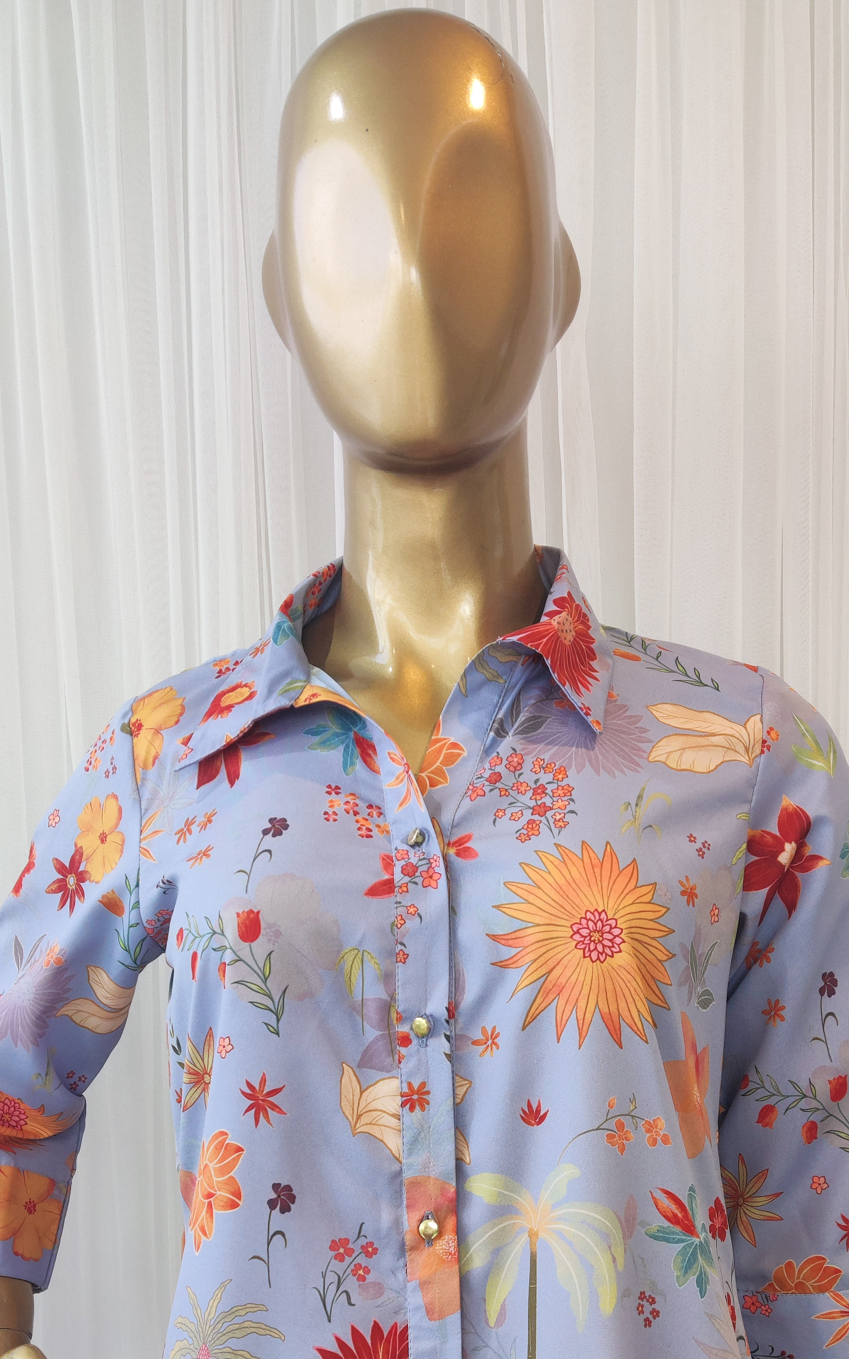 Grey Tropical Printed Crepe Co-Ord Set