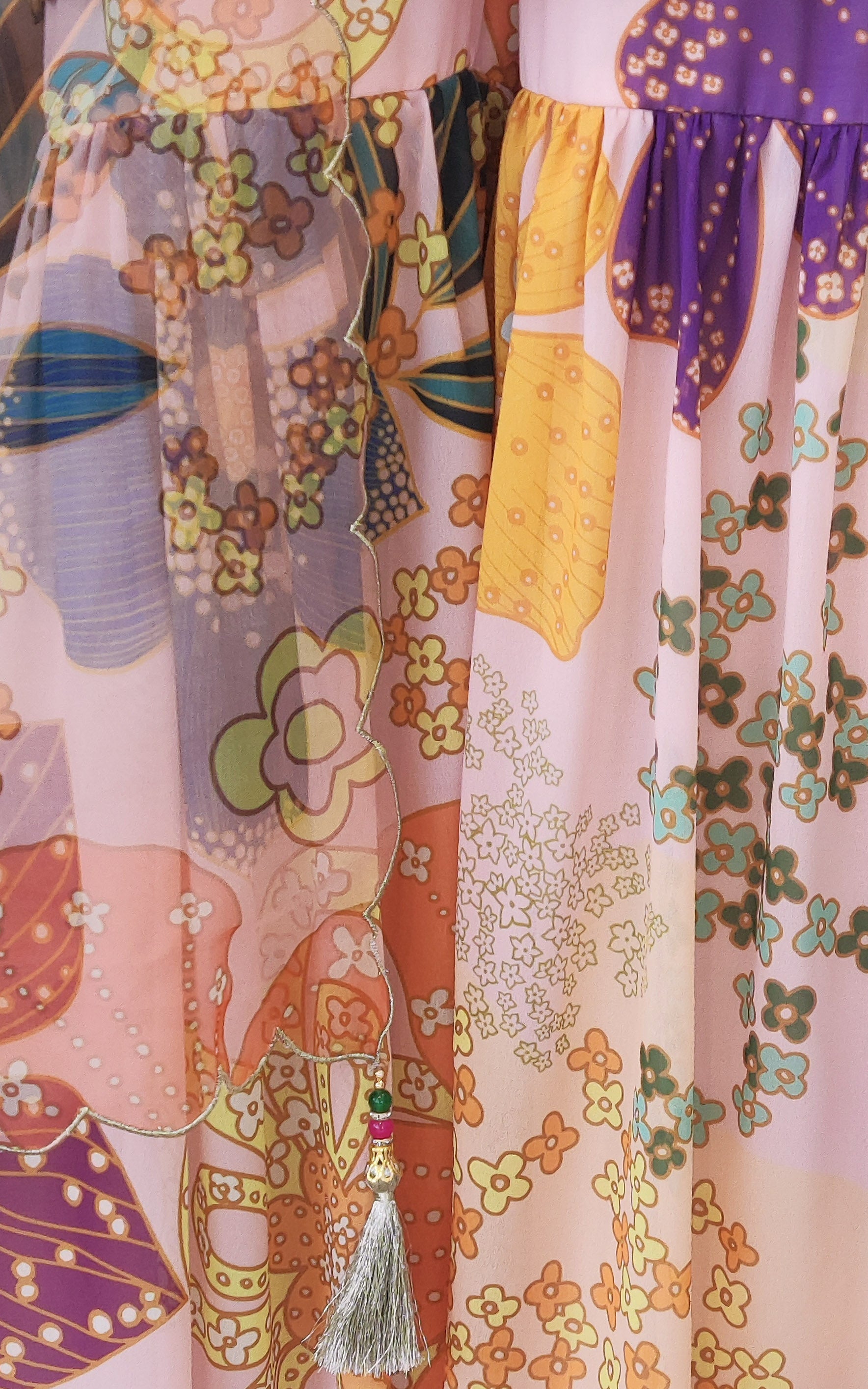 Vintage Pink Multicolor Floral Print Georgette Sharara Set