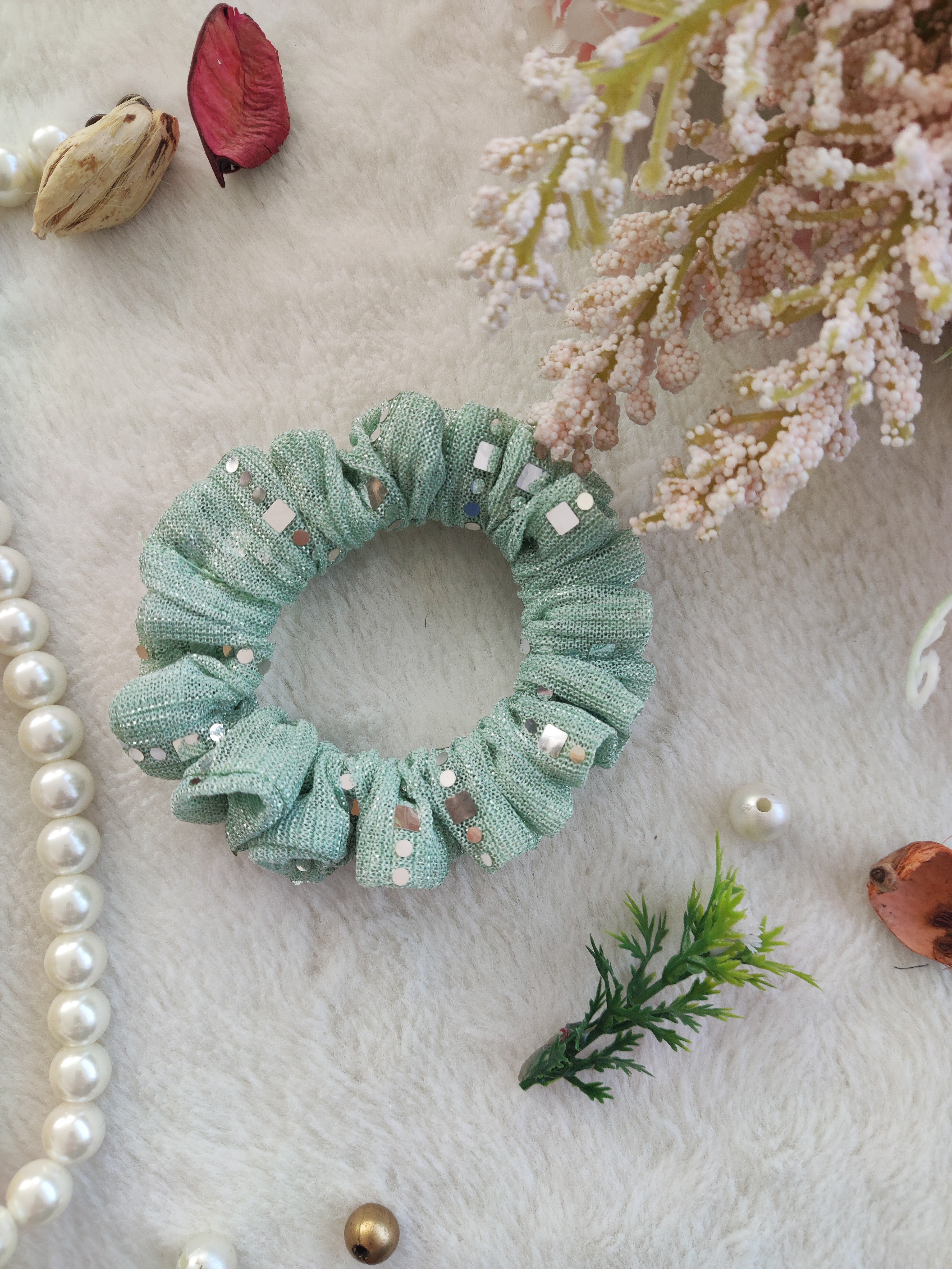 Multicolor Shimmer Scrunchie Combo