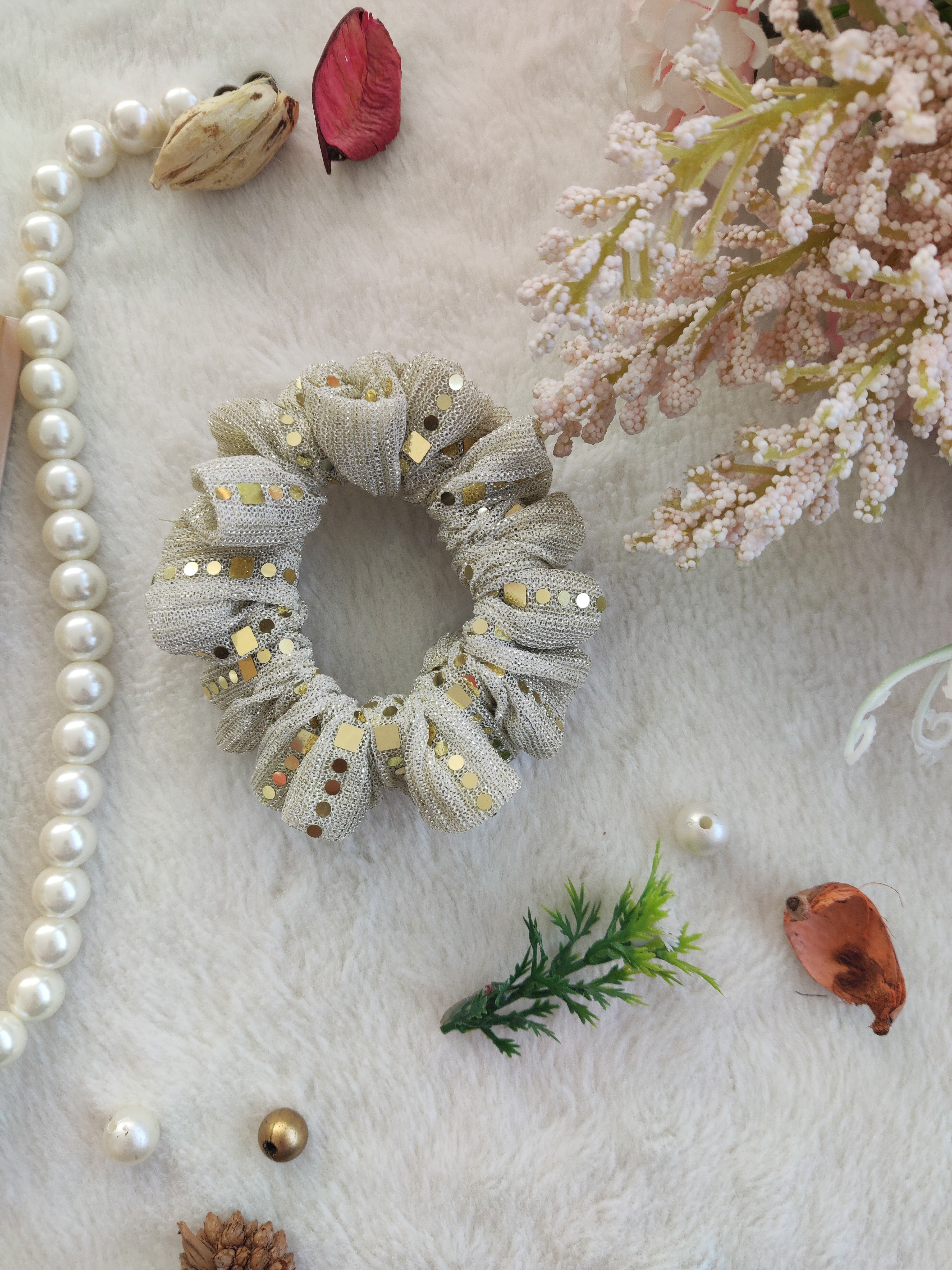 Multicolor Shimmer Scrunchie Combo