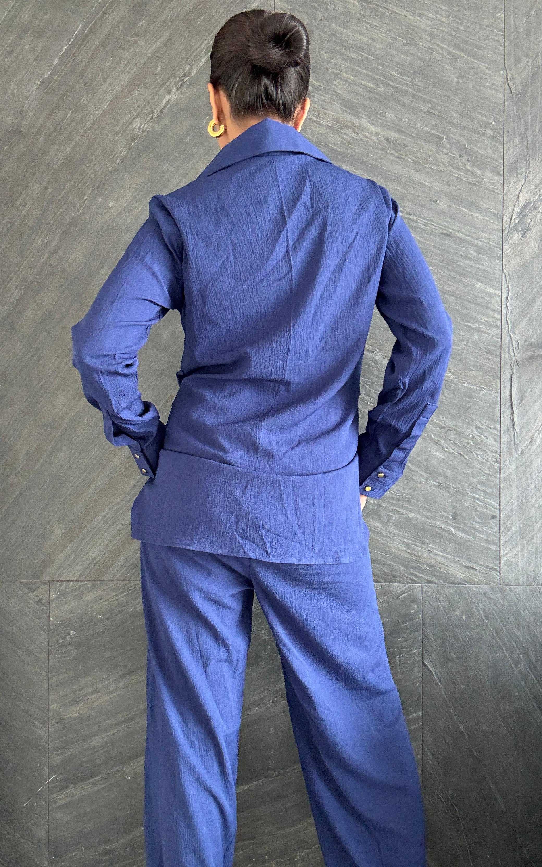 Navy Blue Solid Co-Ord Set