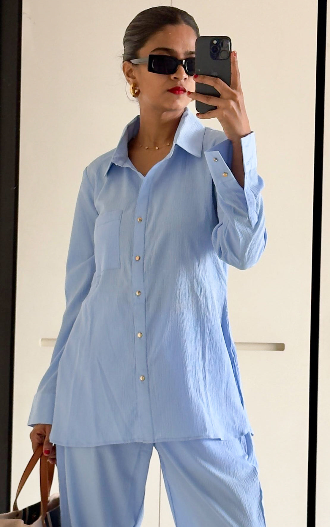 Sky Blue Solid Co-Ord Set