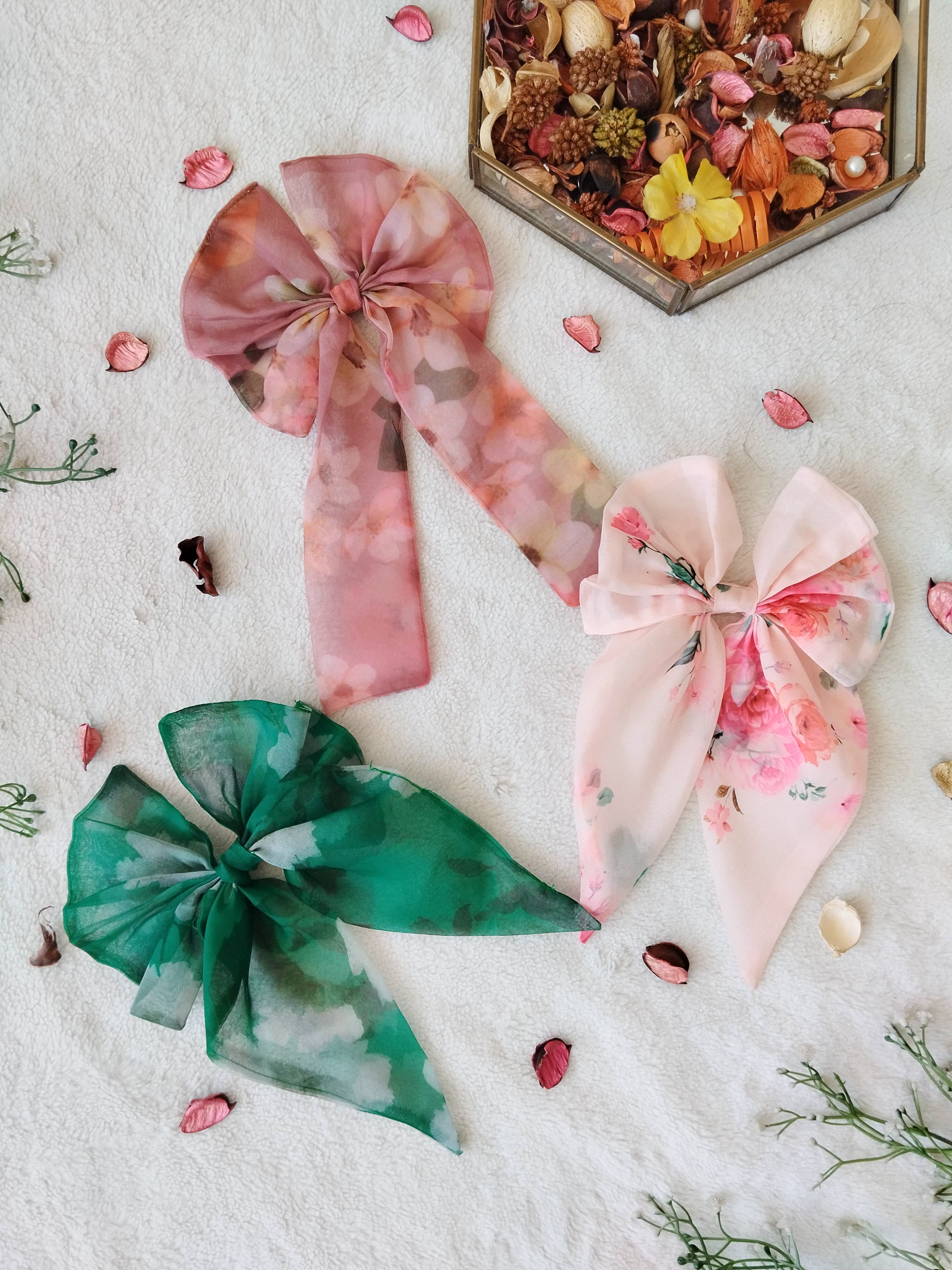 Change of Mood Bows Combo - Pastel Pink, Forest Green, Grapewine