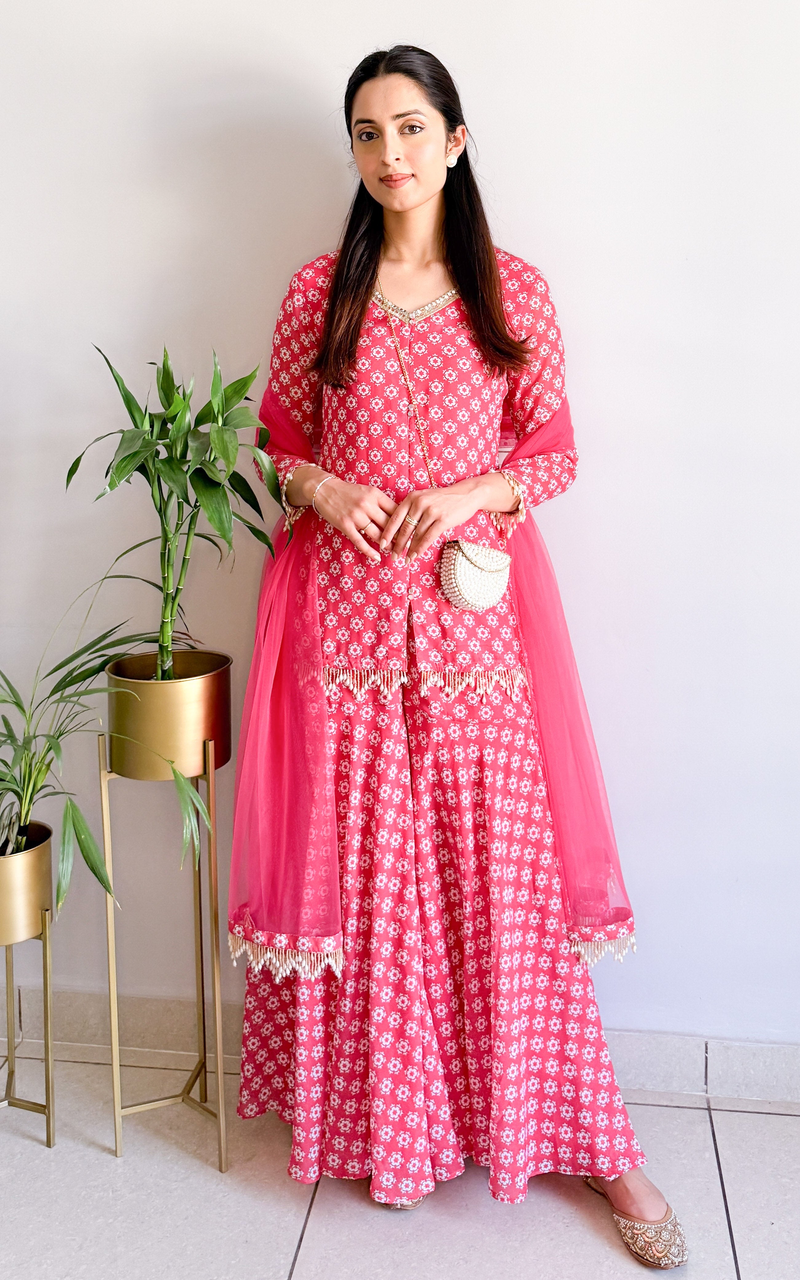 Ruby Red Printed Sharara Set