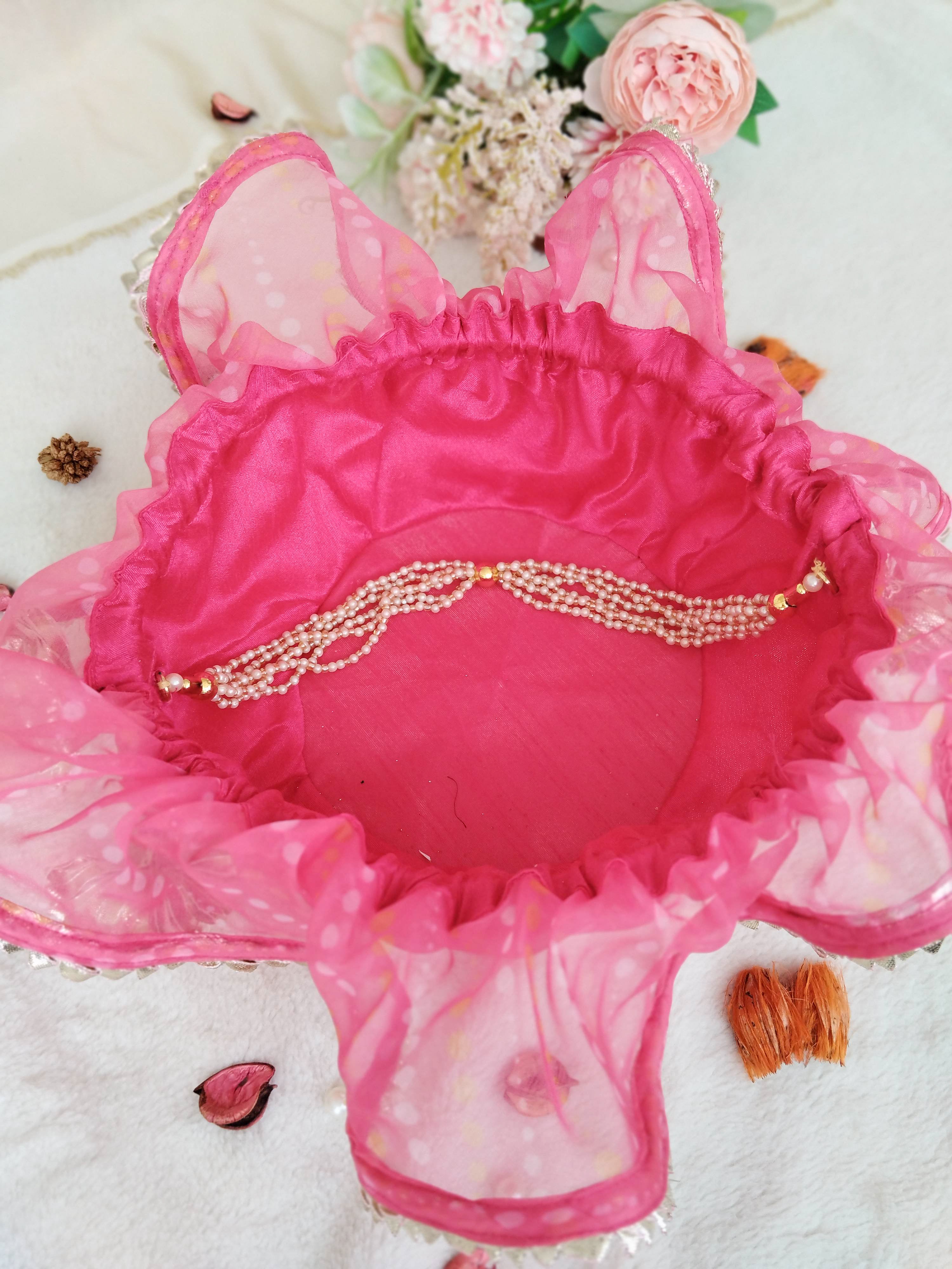 Rani Polka Dot Organza Potli Bag