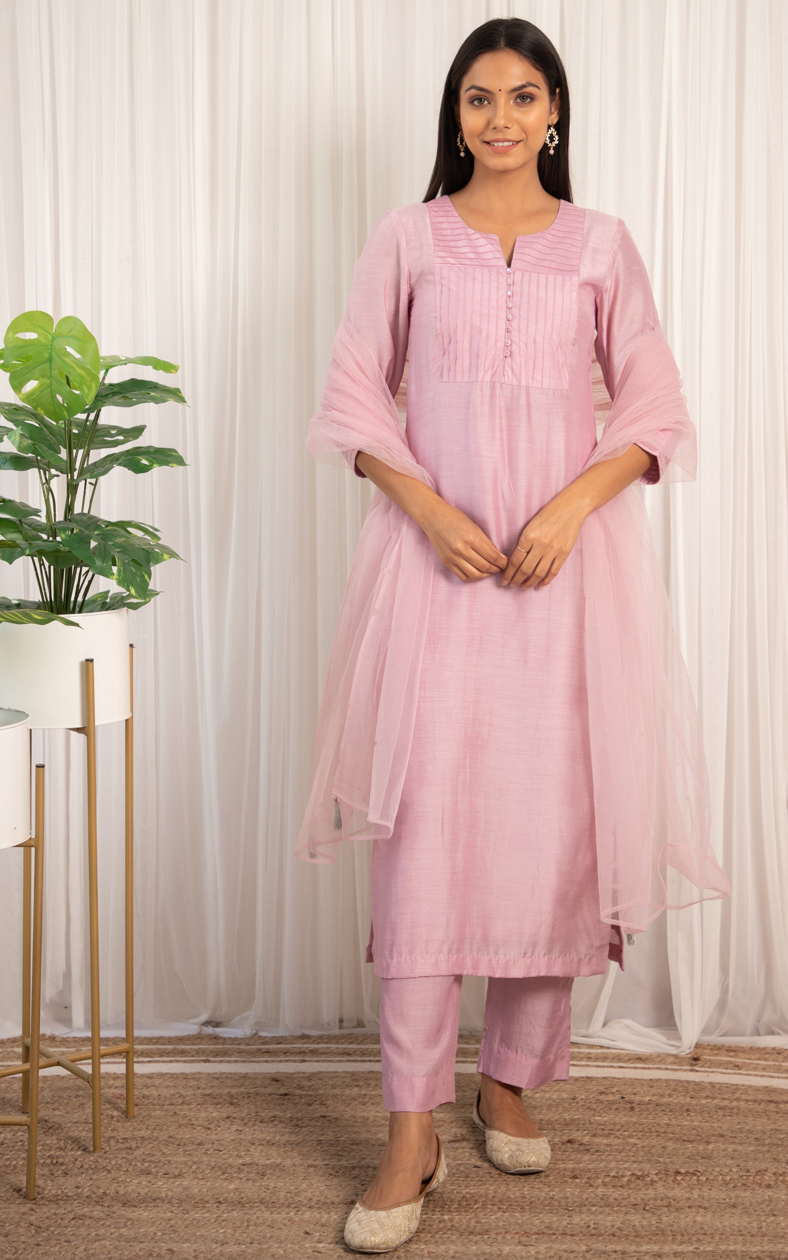 Jasmin Bhasin Amaranth Pink Kurta Set with Dupatta