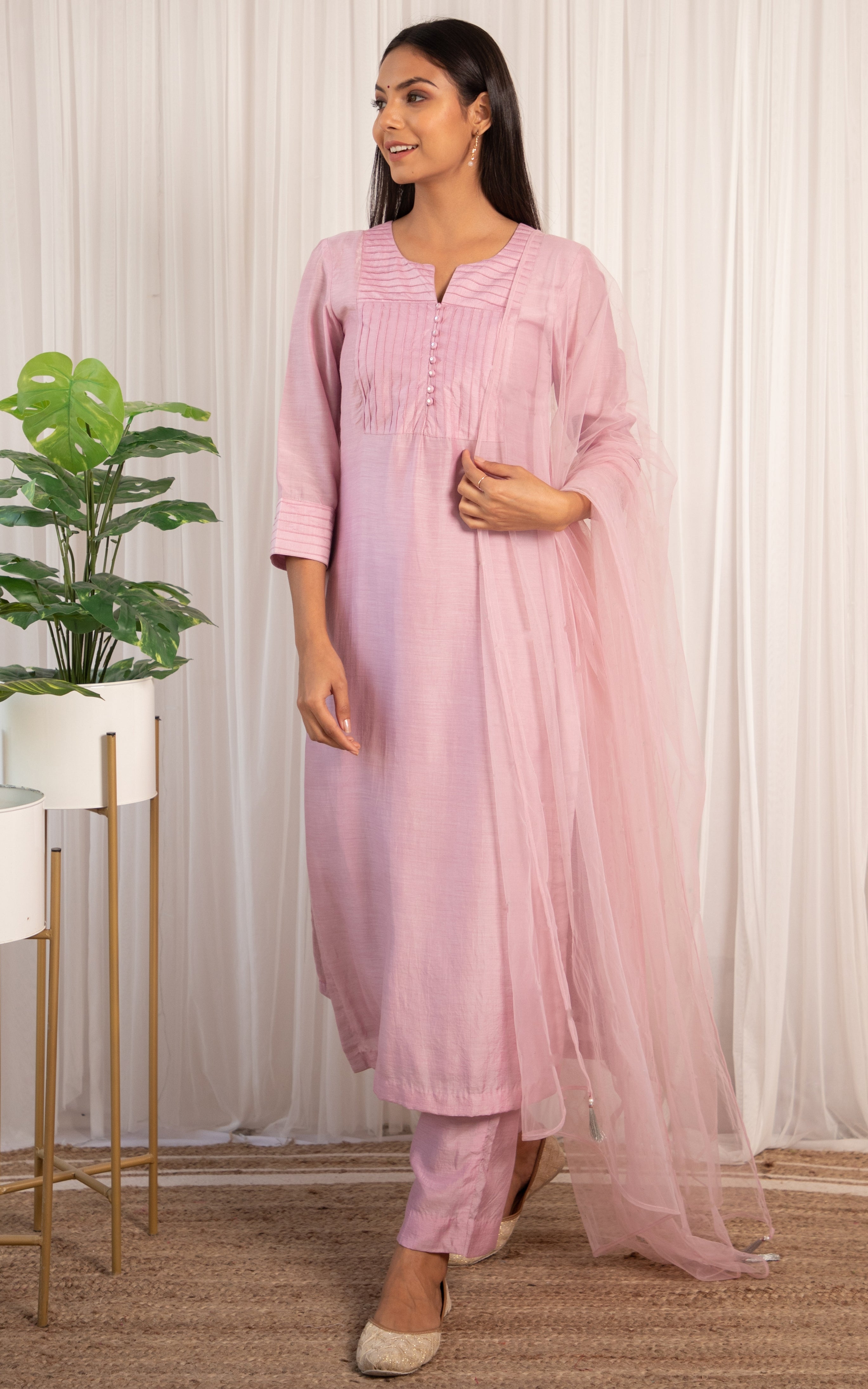 Jasmin Bhasin Amaranth Pink Kurta Set with Dupatta