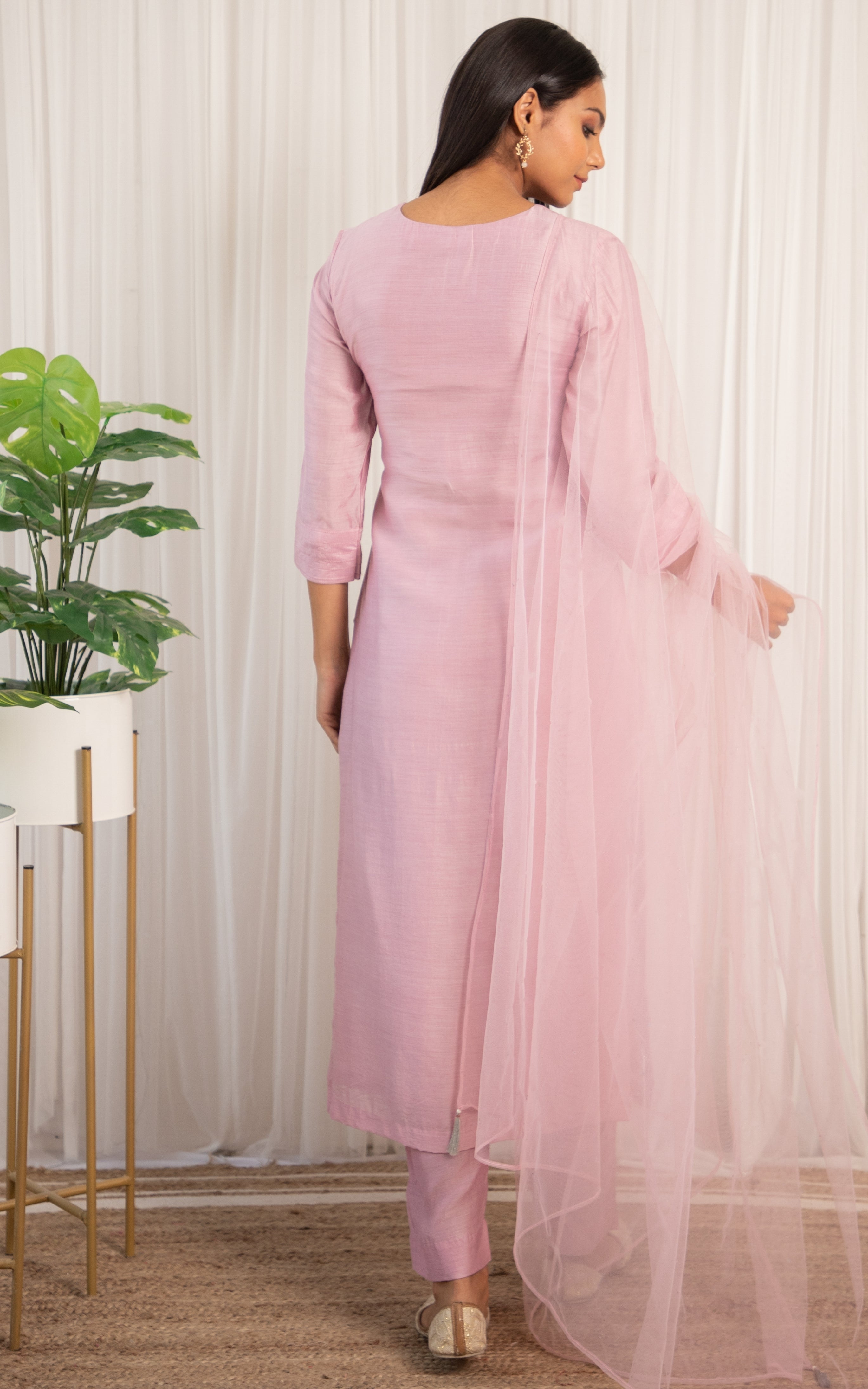 Jasmin Bhasin Amaranth Pink Kurta Set with Dupatta