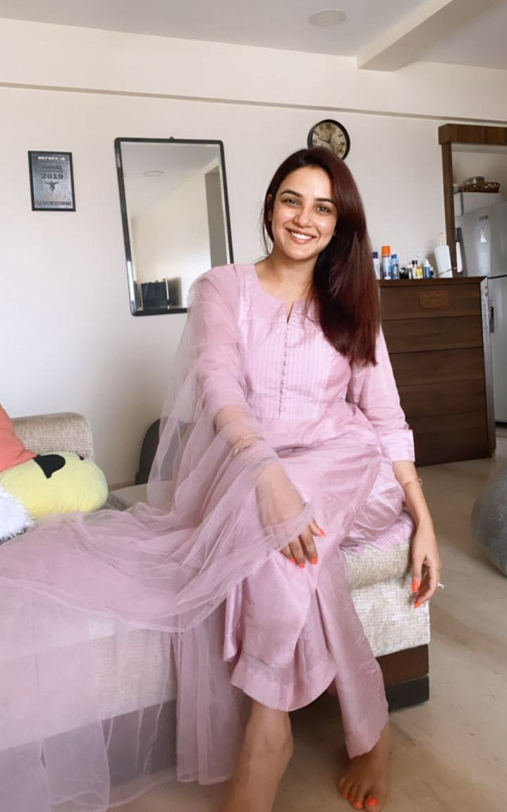 Jasmin Bhasin Amaranth Pink Kurta Set with Dupatta