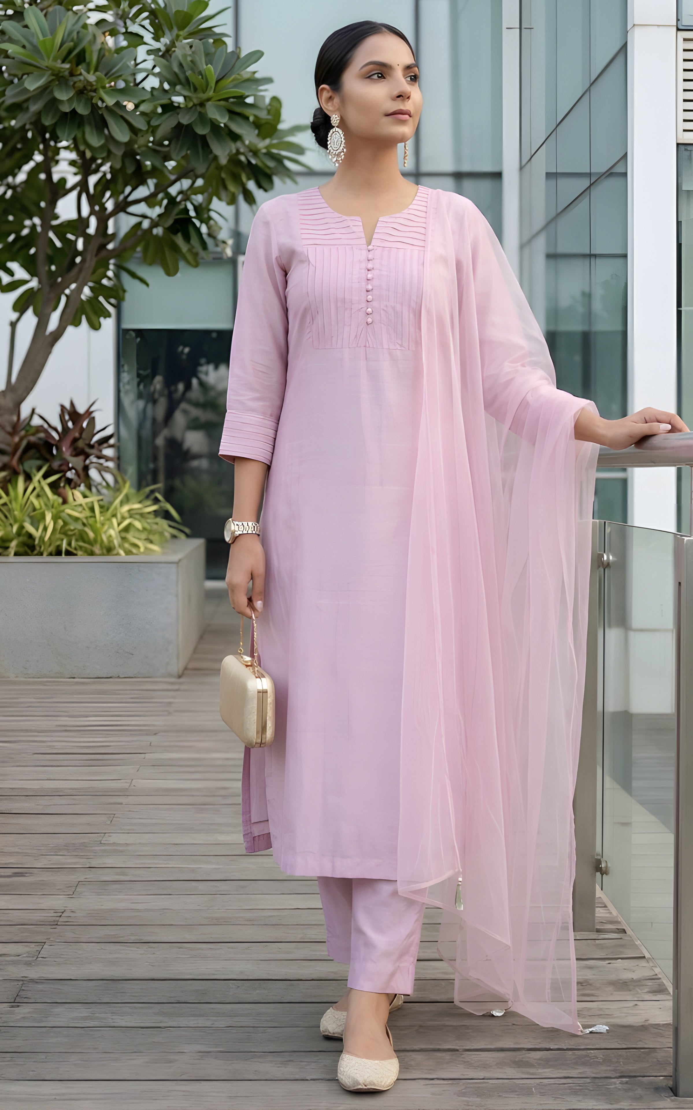 Jasmin Bhasin Amaranth Pink Kurta Set with Dupatta