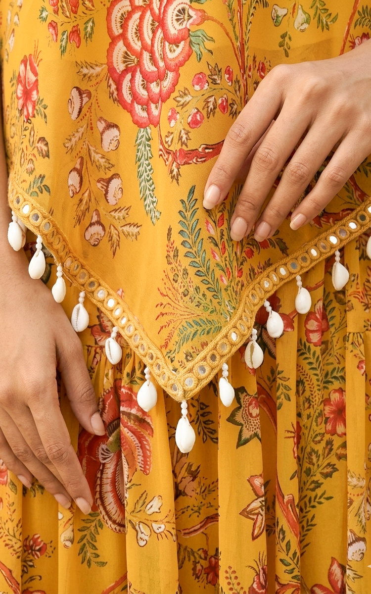 Mustard Floral Tunic & Sharara Co-ord Set