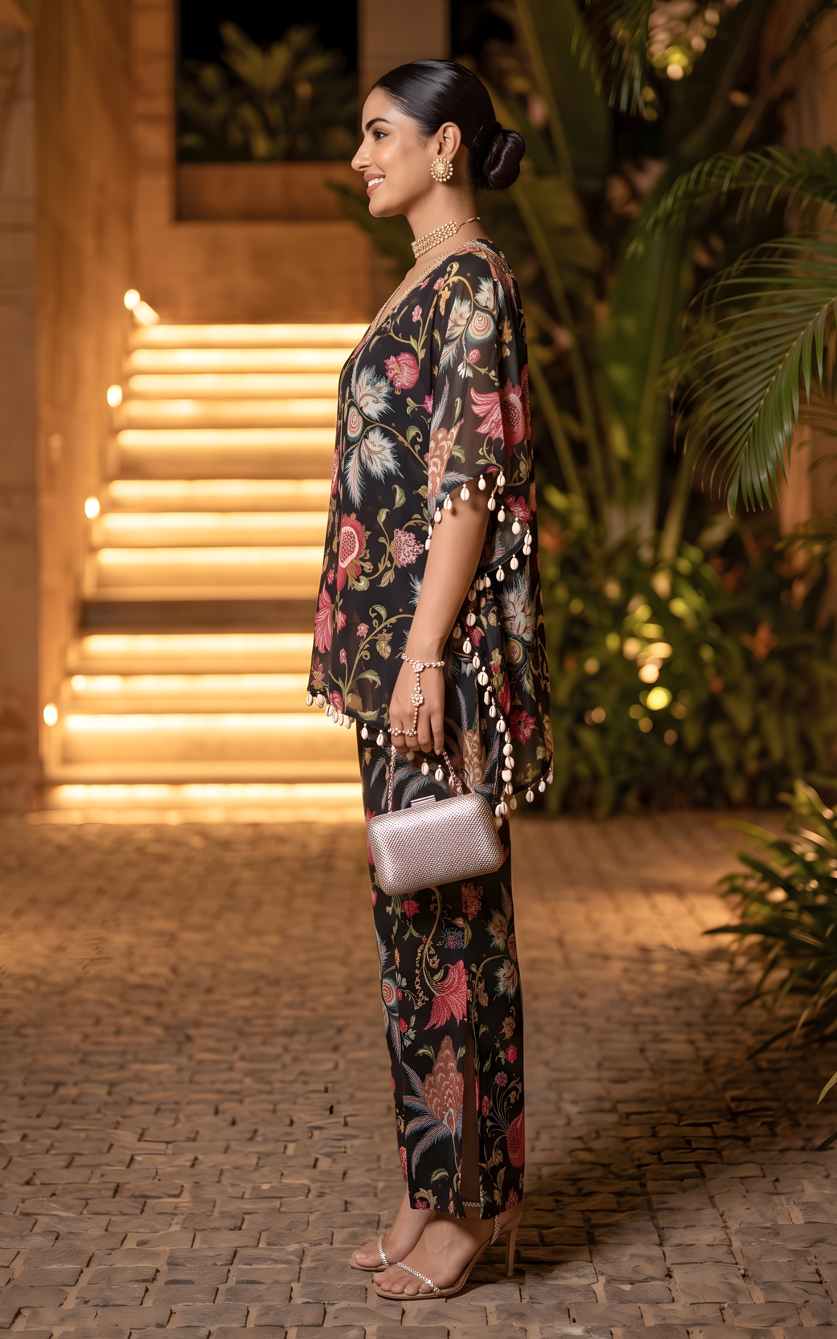 Black Anaar Print Festive Co-ord Set