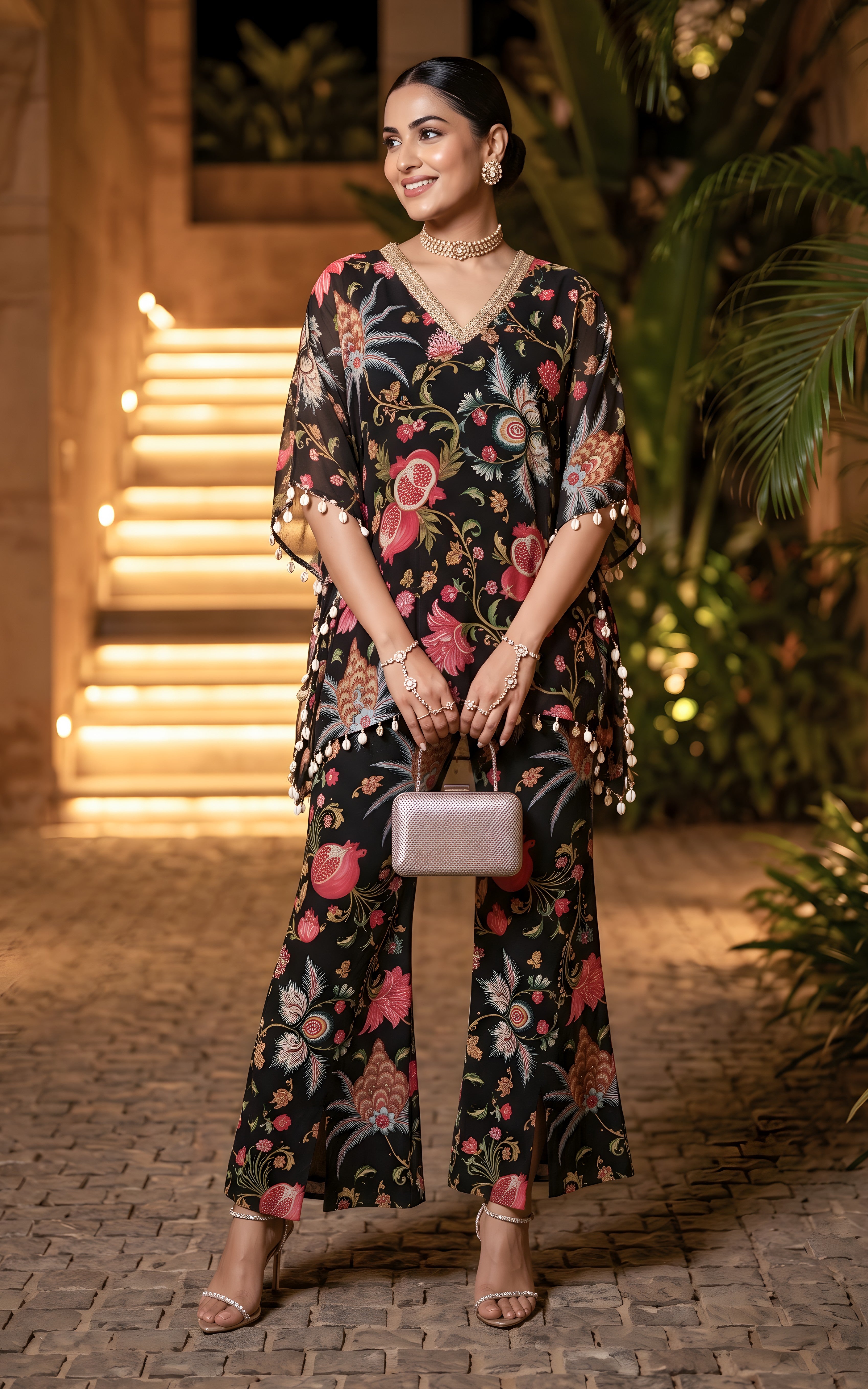 Black Anaar Print Festive Co-ord Set