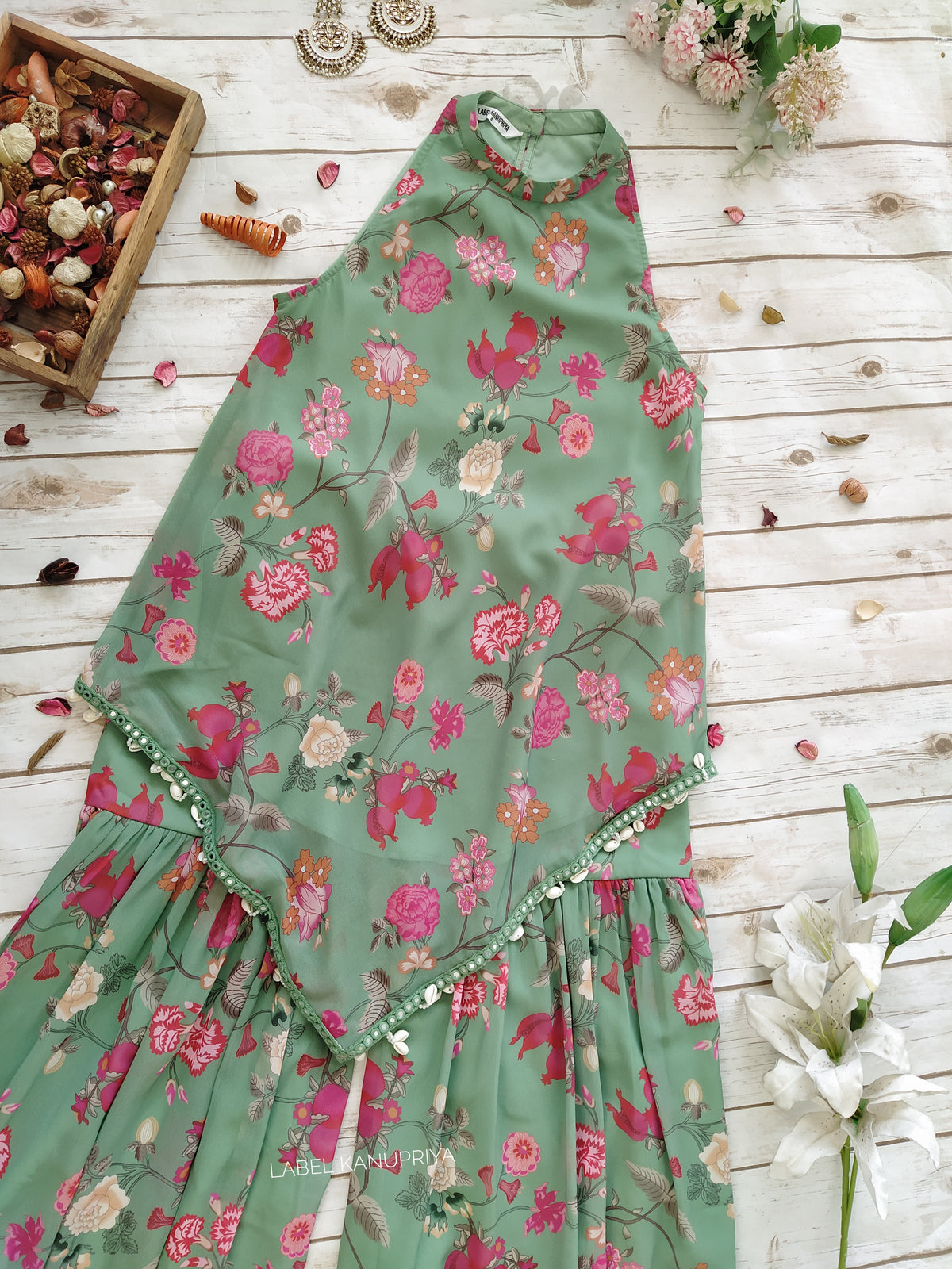 Forest Green Sleeveless Tunic and Sharara Set