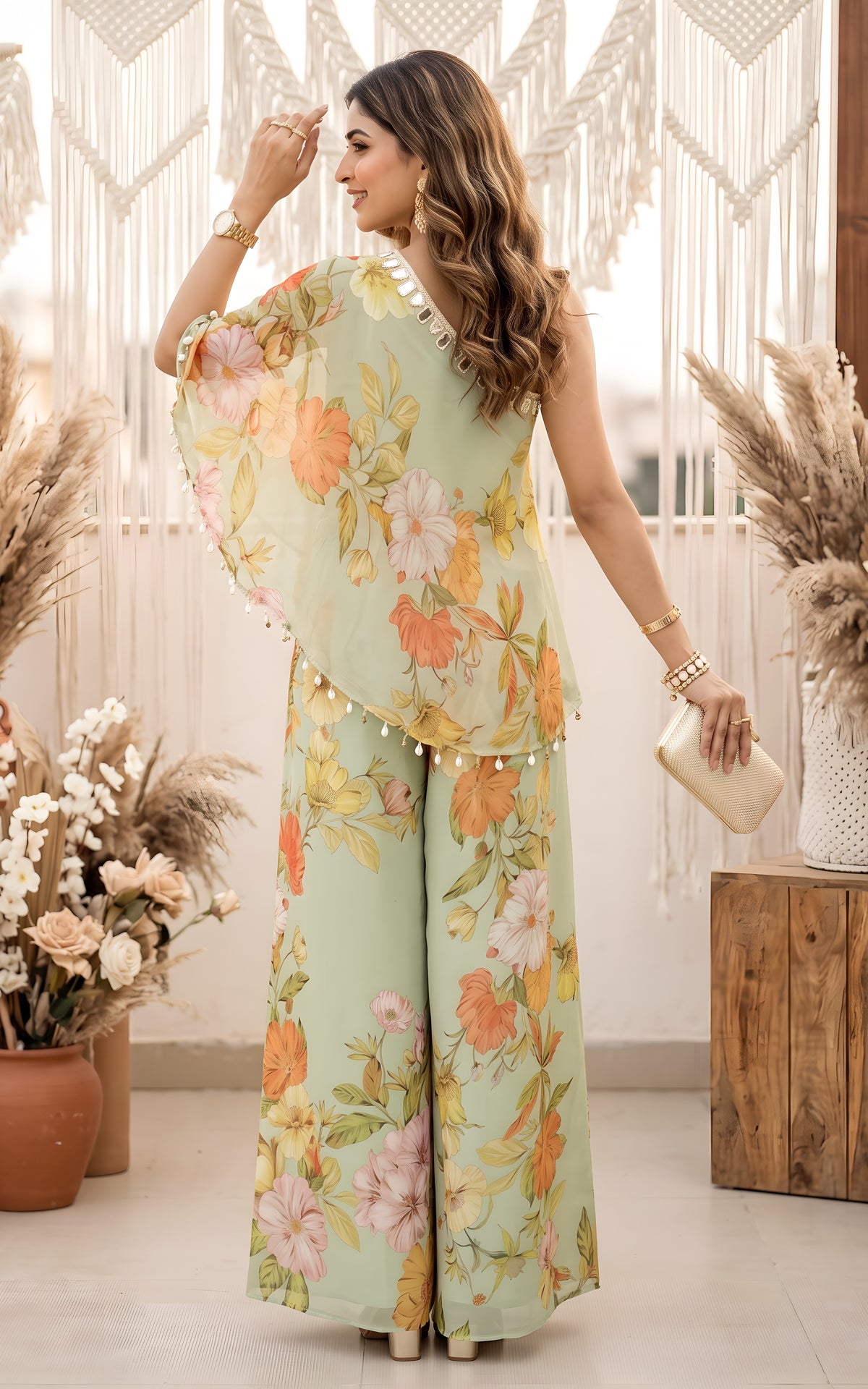 Sage Green One Shoulder Co-ord Set