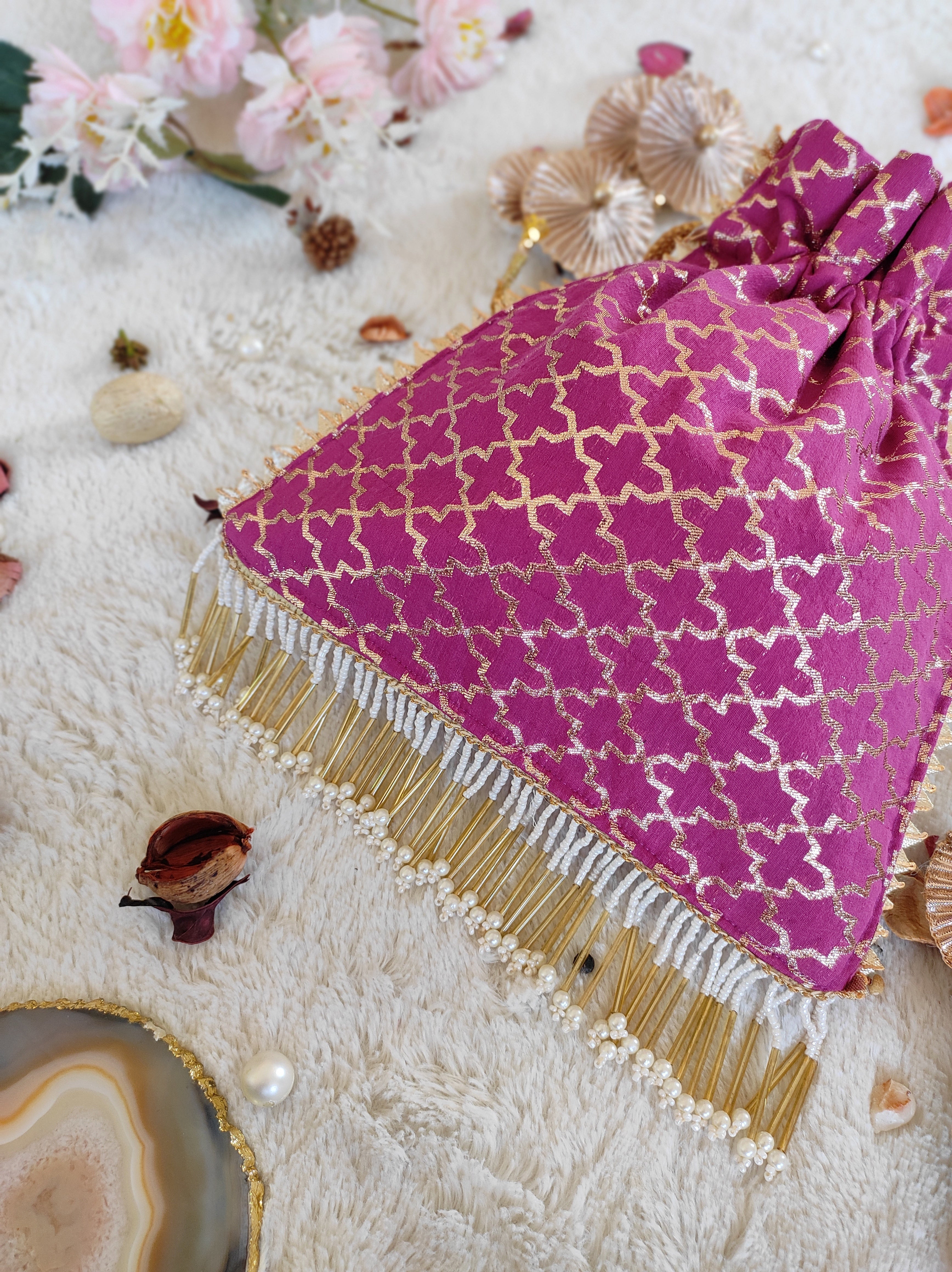 Purple Banarsi Potli Bag