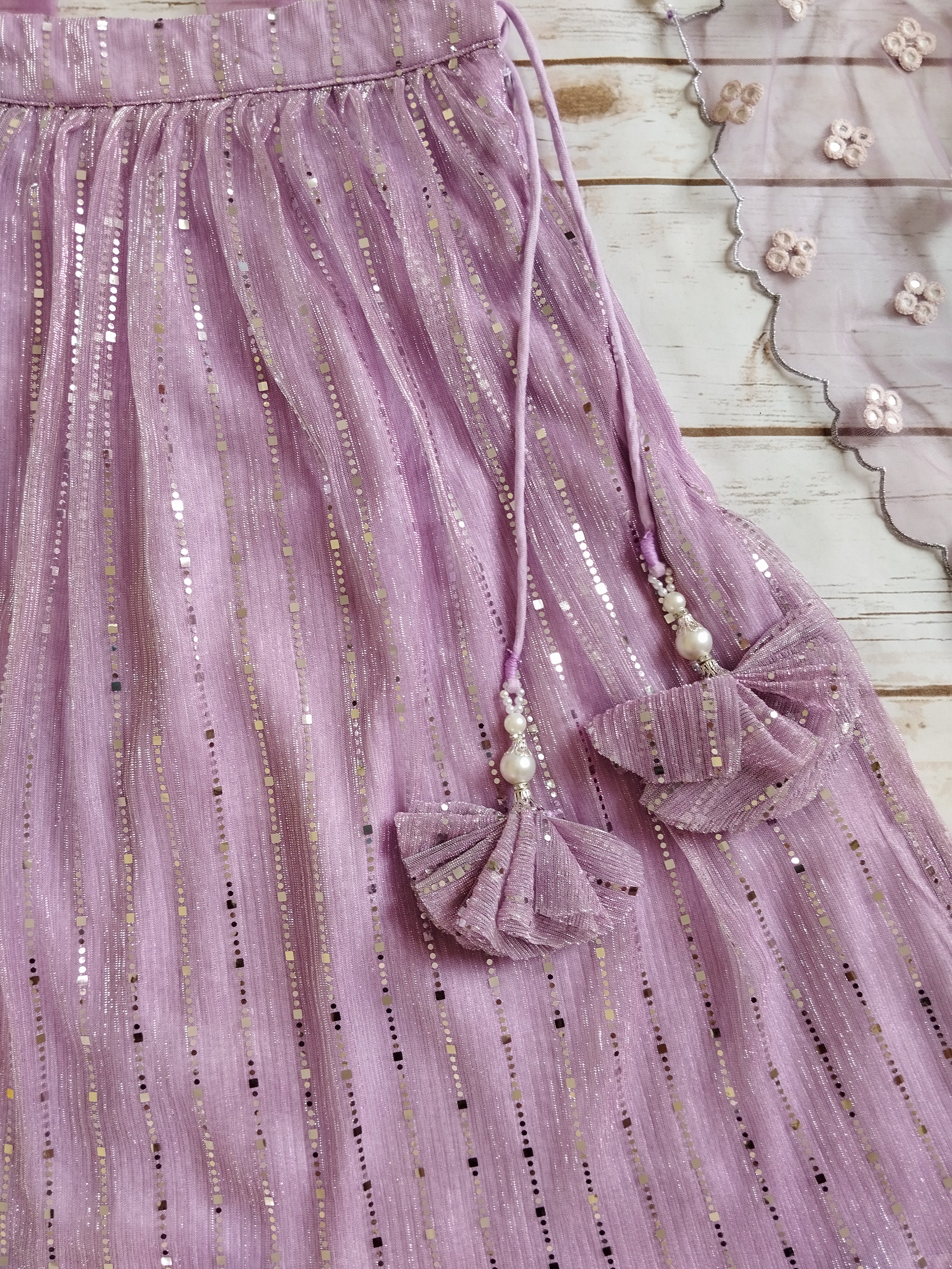Lilac Shimmer Kids Lehenga