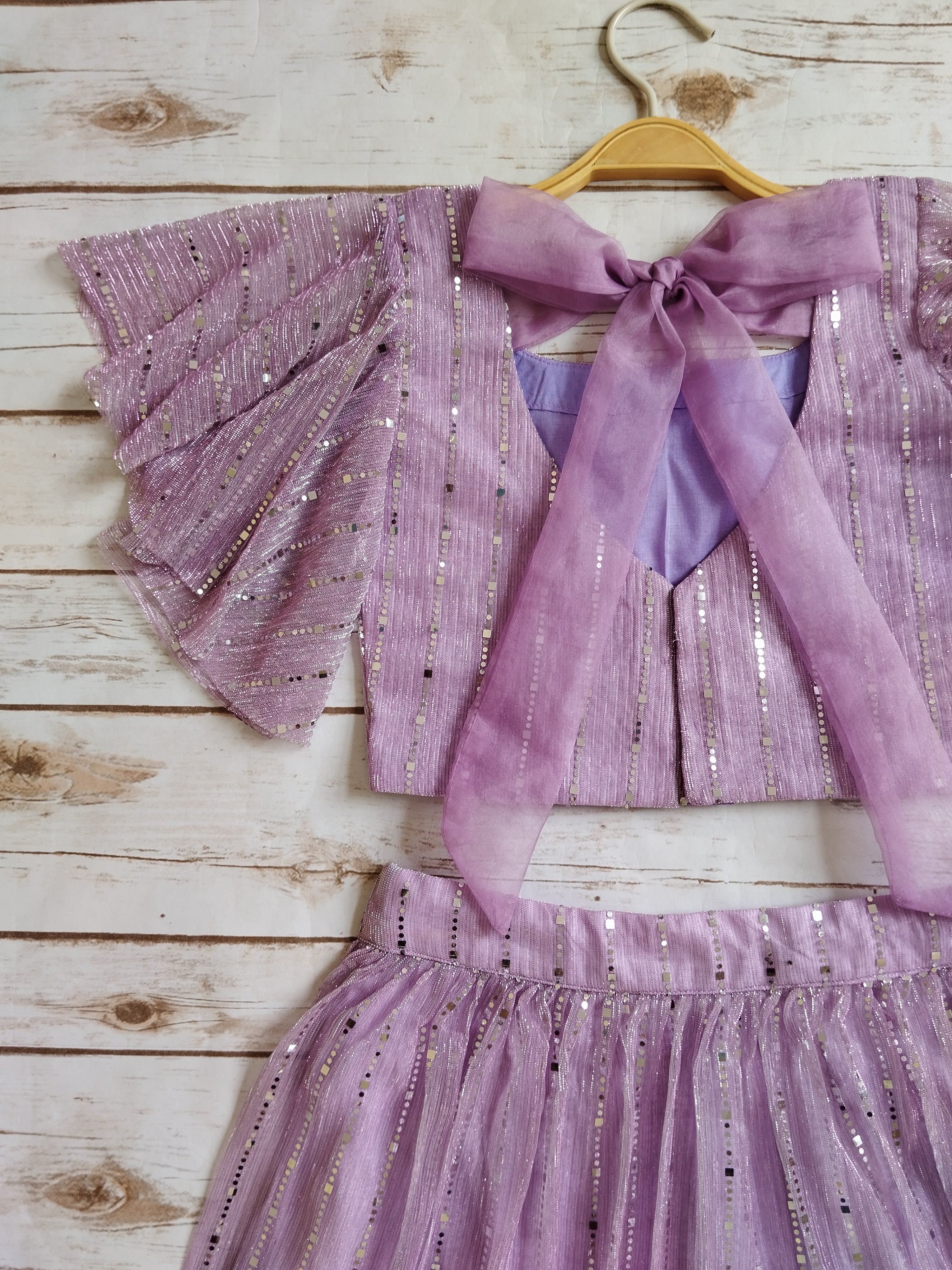 Lilac Shimmer Kids Lehenga