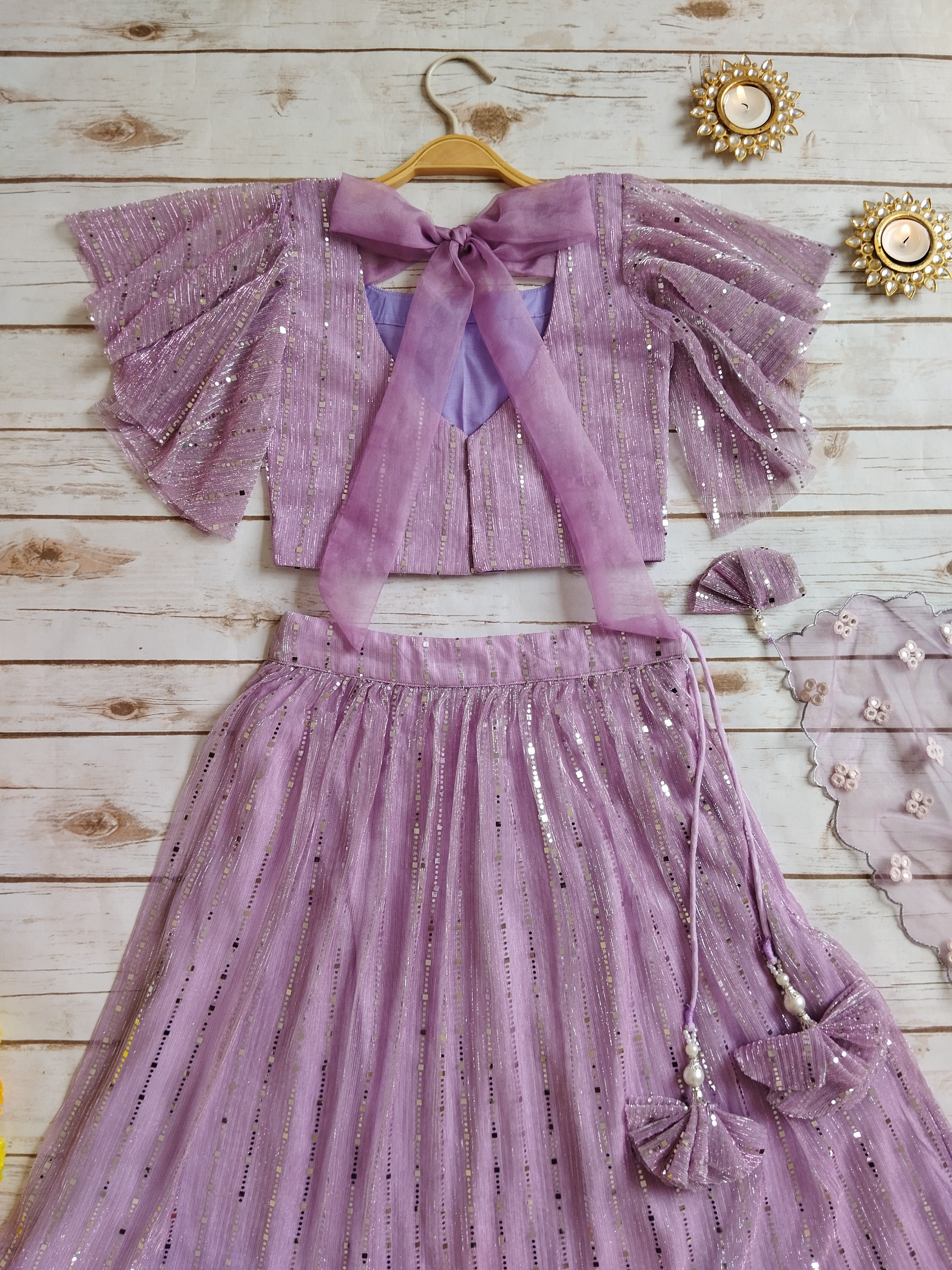Lilac Shimmer Kids Lehenga