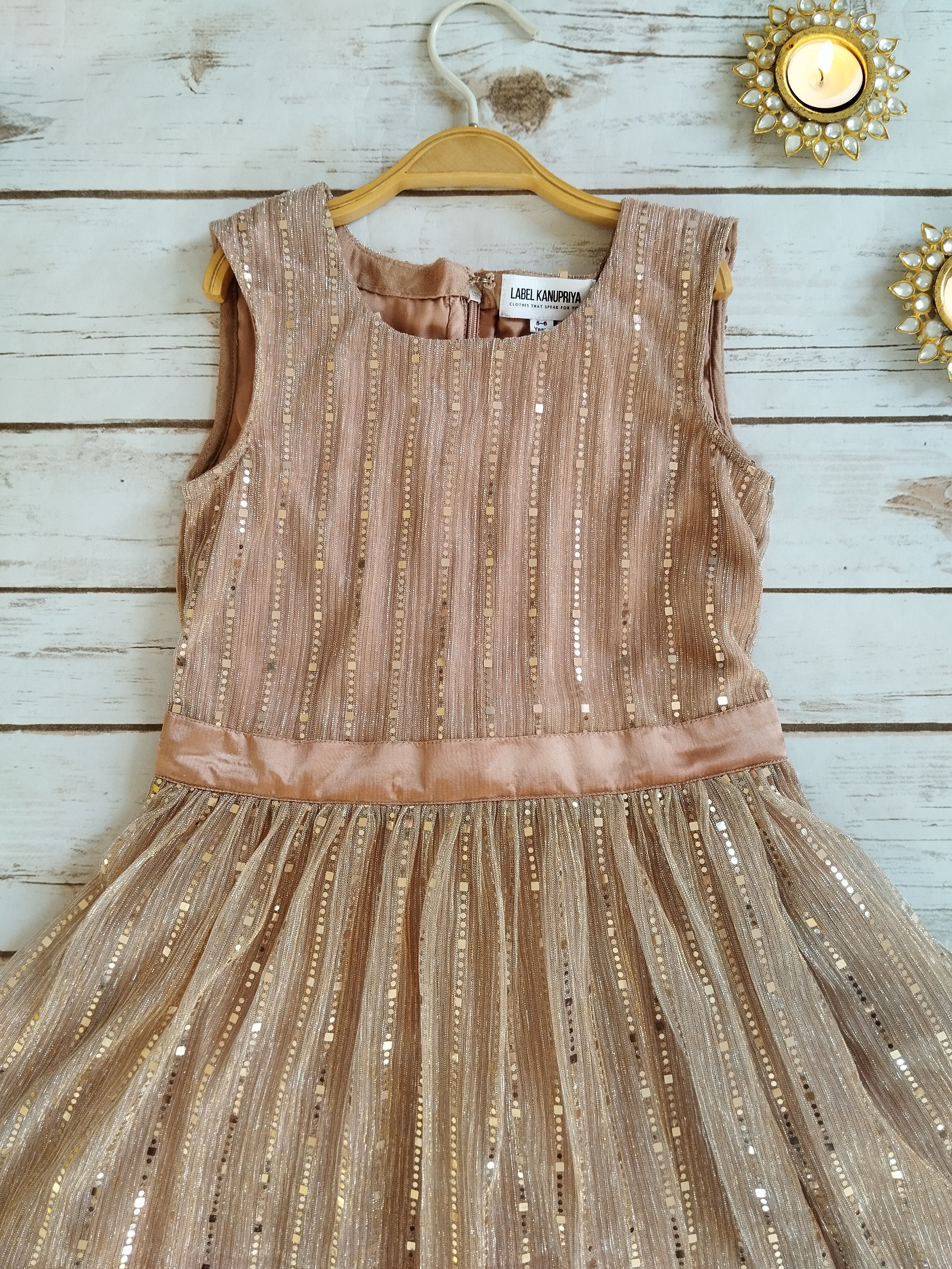 Old Rose Shimmer Fabric Kids Dress