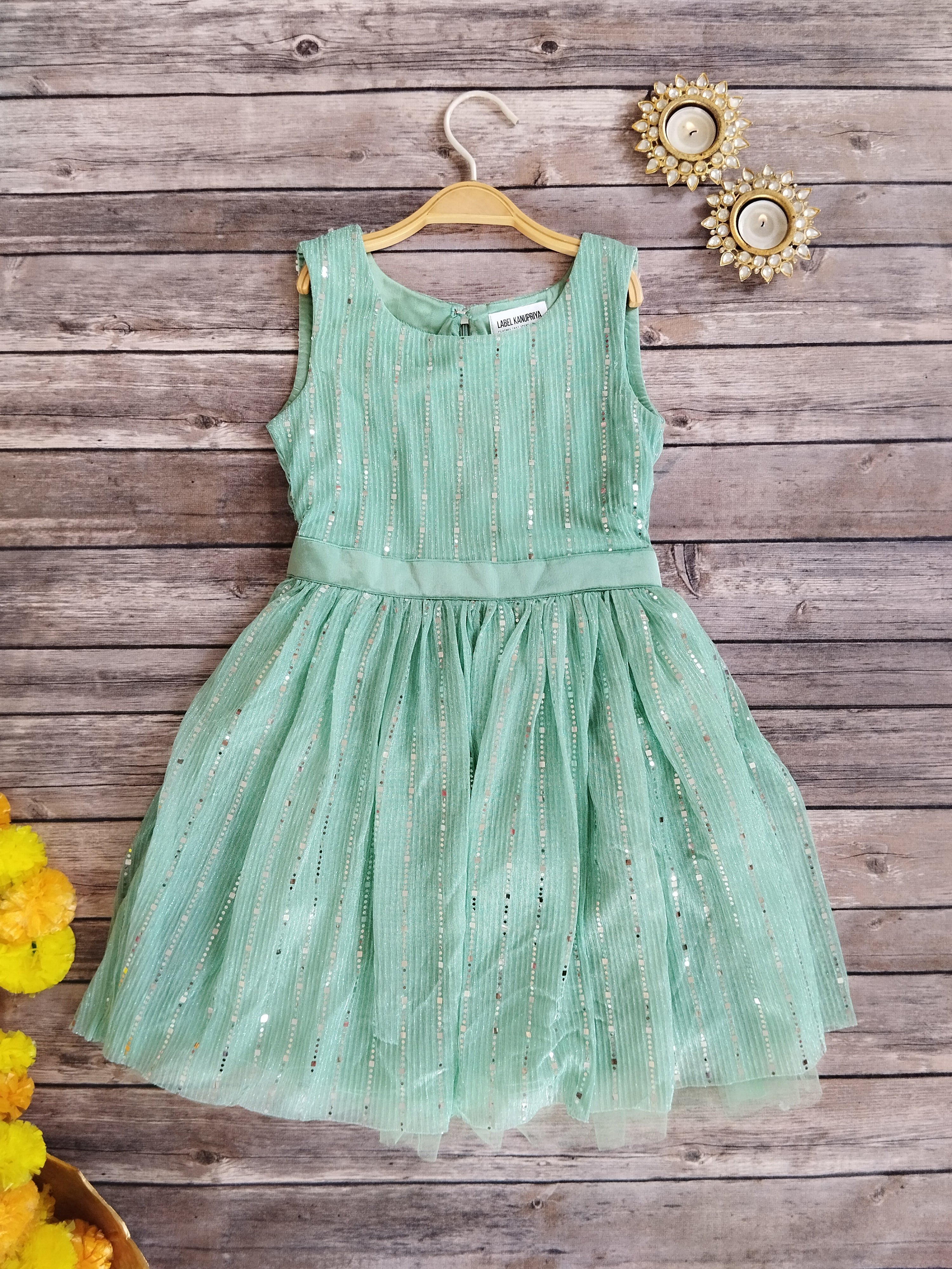 Mint Green Shimmer Kids Dress