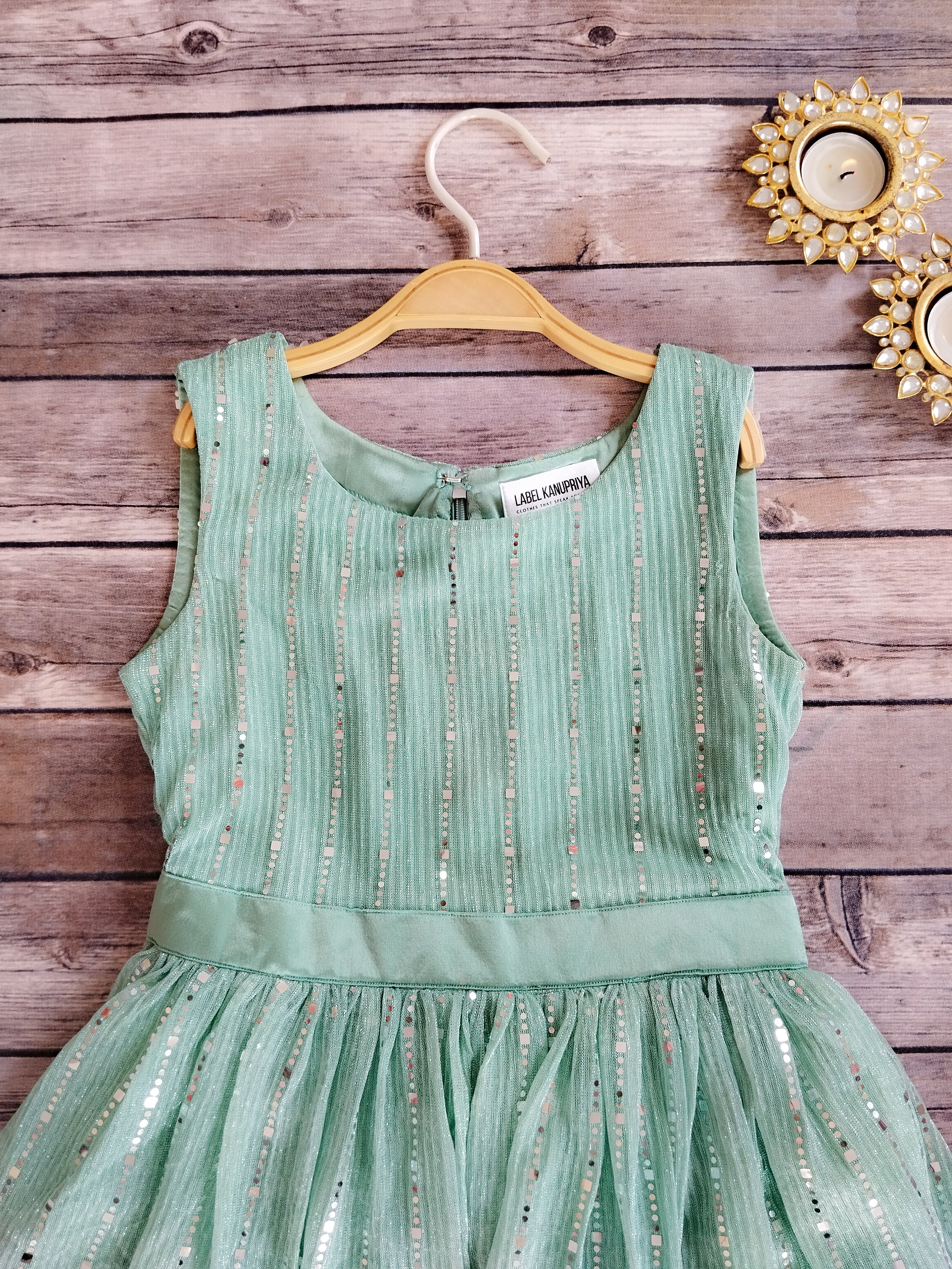 Mint Green Shimmer Kids Dress