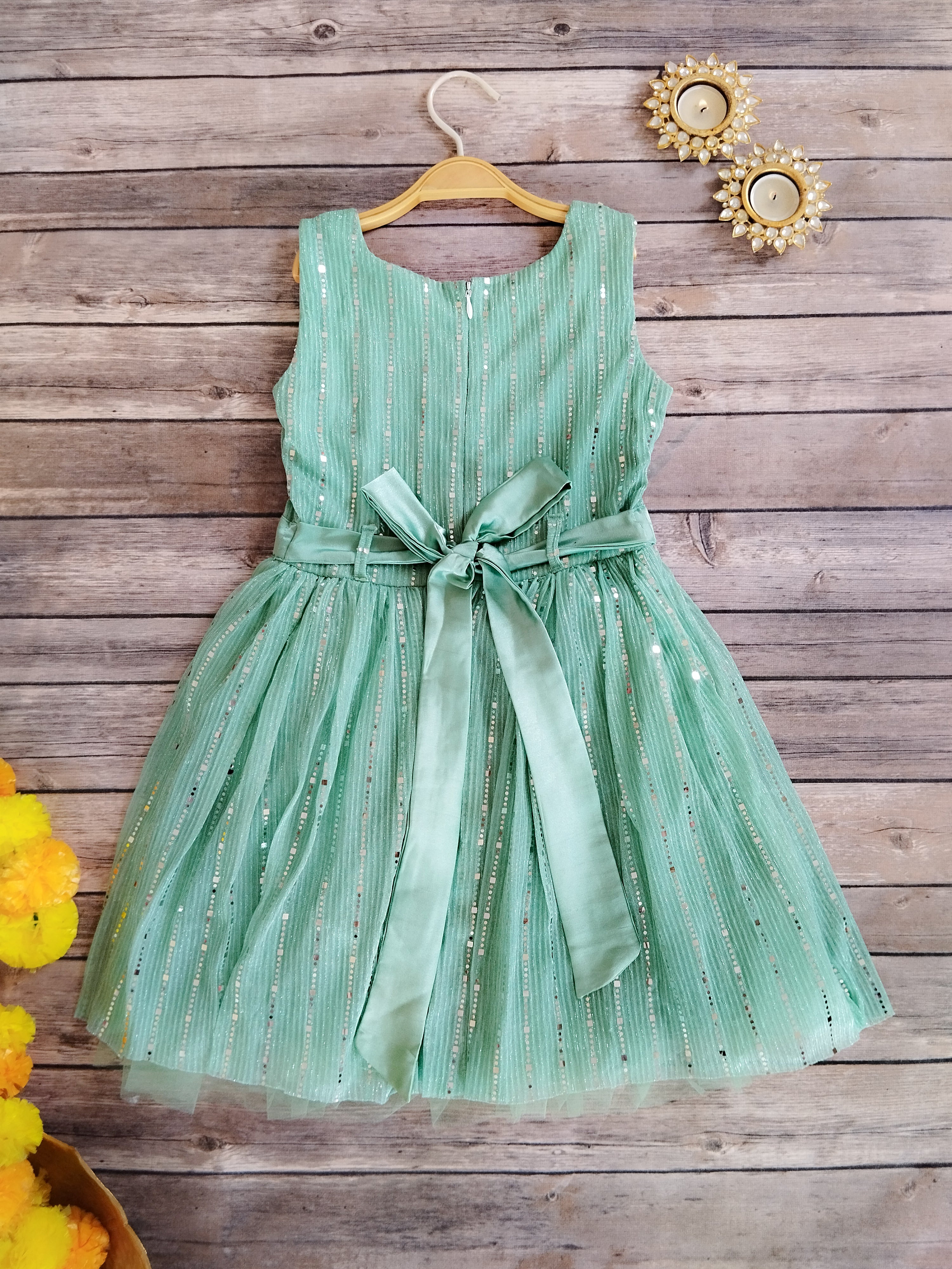 Mint Green Shimmer Kids Dress