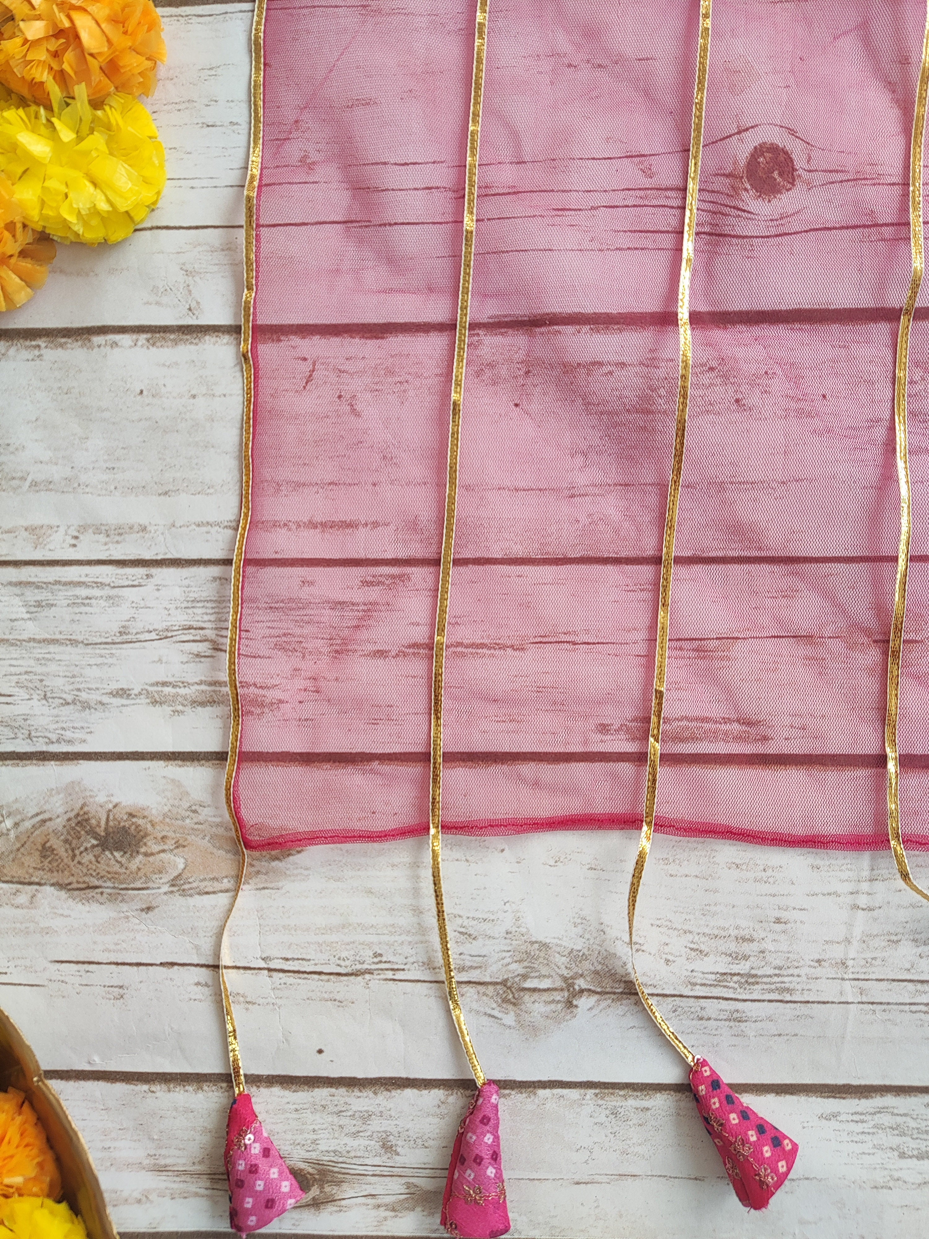 Pink Bandhej Kids Lehenga