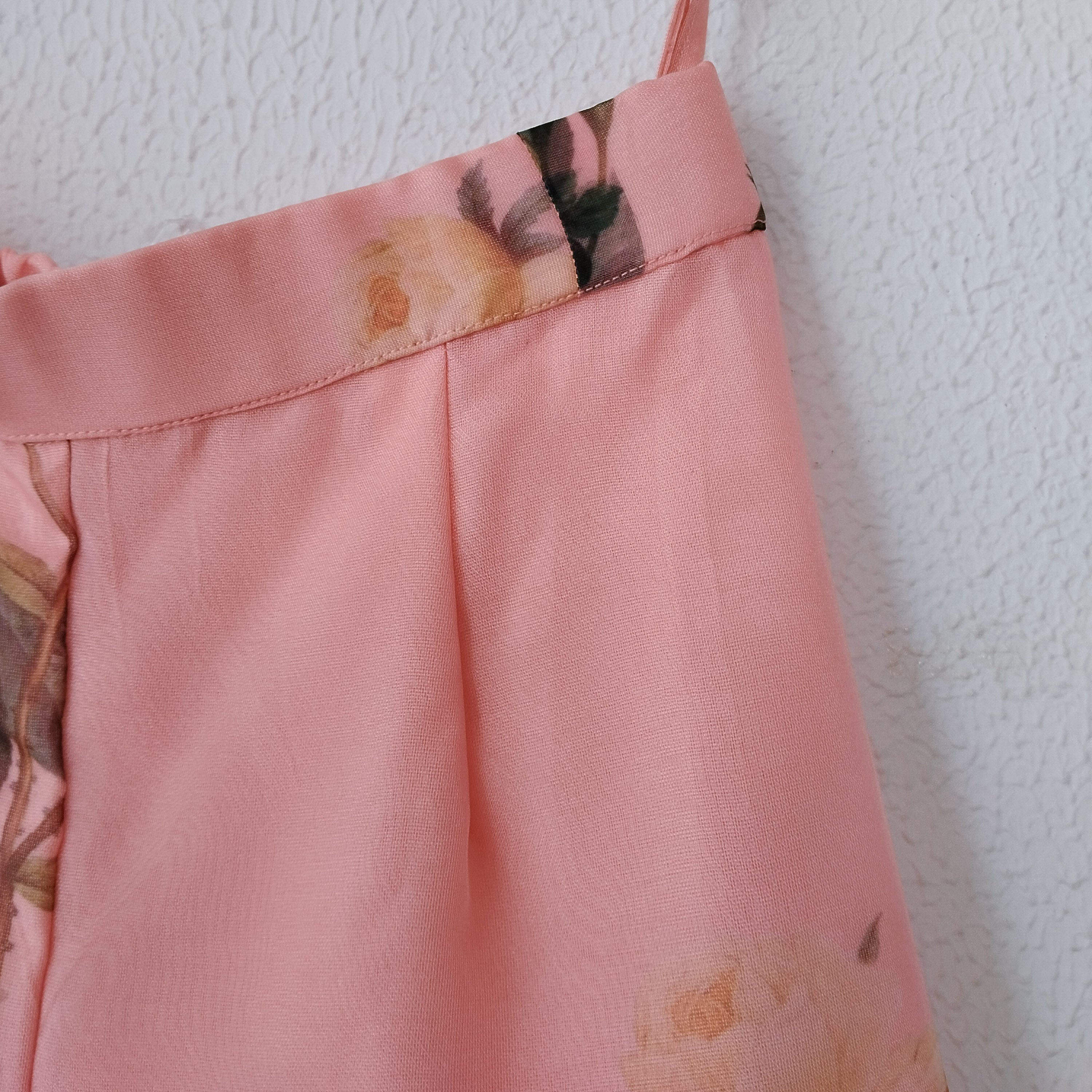 Peach Floral Organza Crop-Top Kids Sharara Set