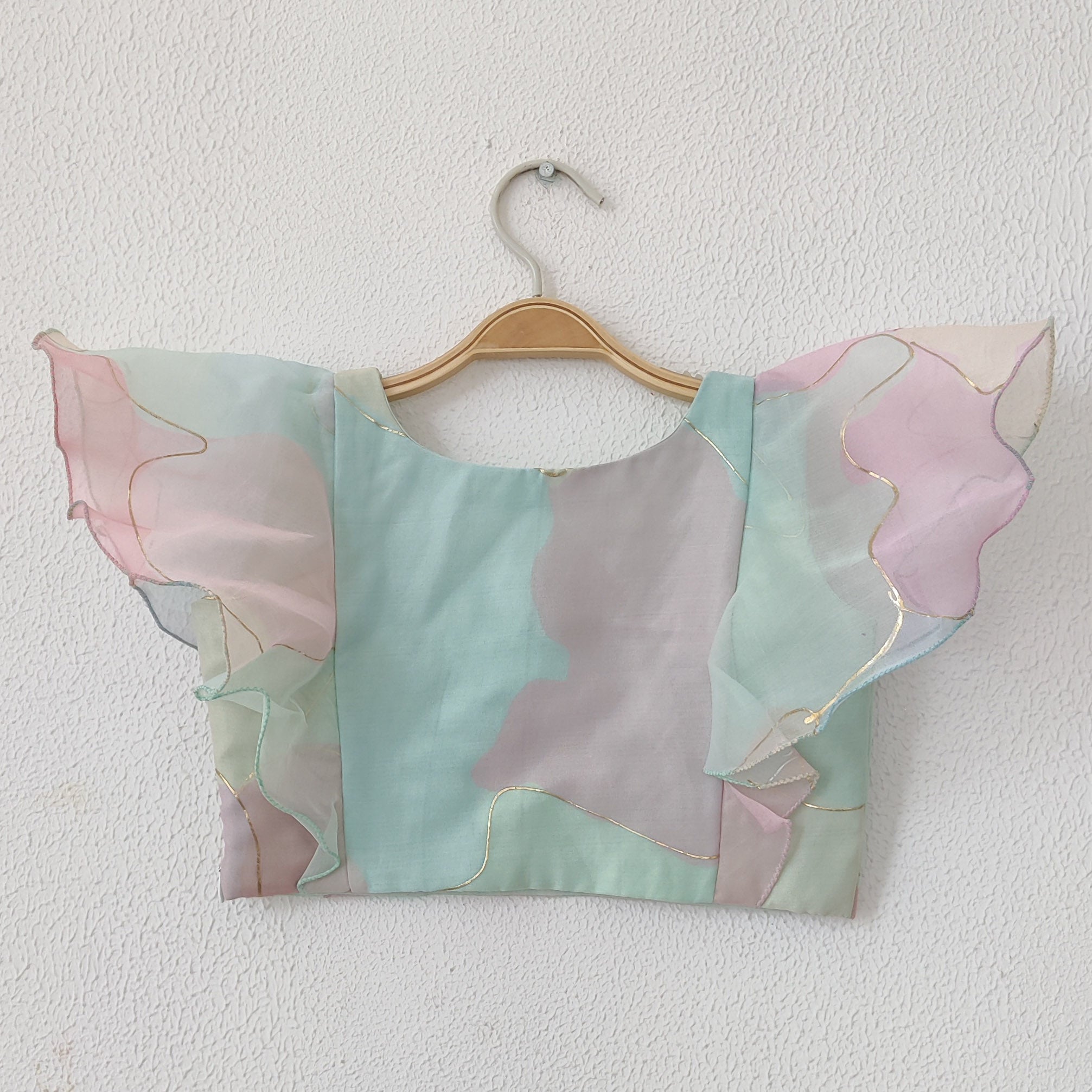 Pastel Dream Organza Crop-Top Kids Sharara Set