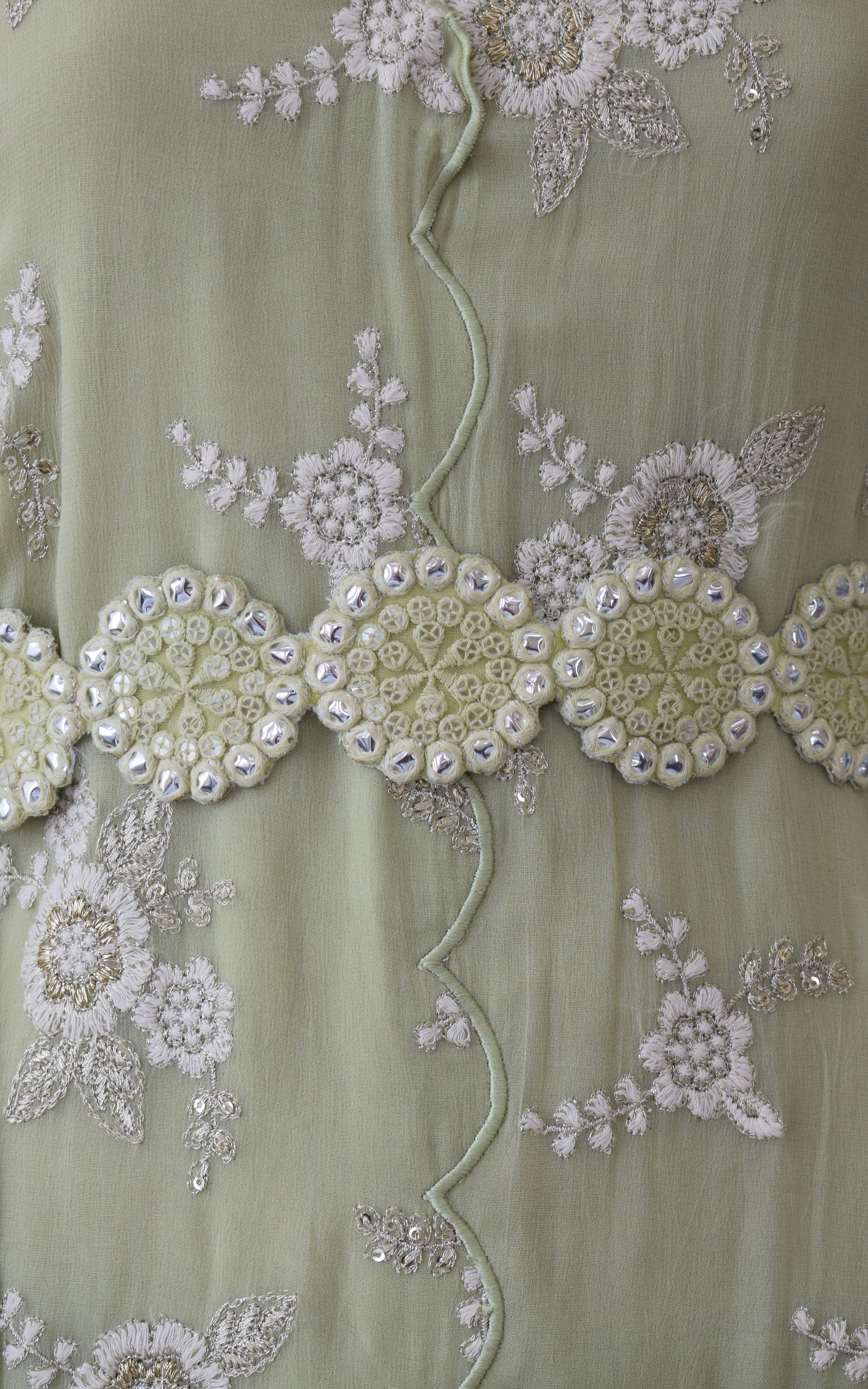 Sage Green Embroidered Sharara Set