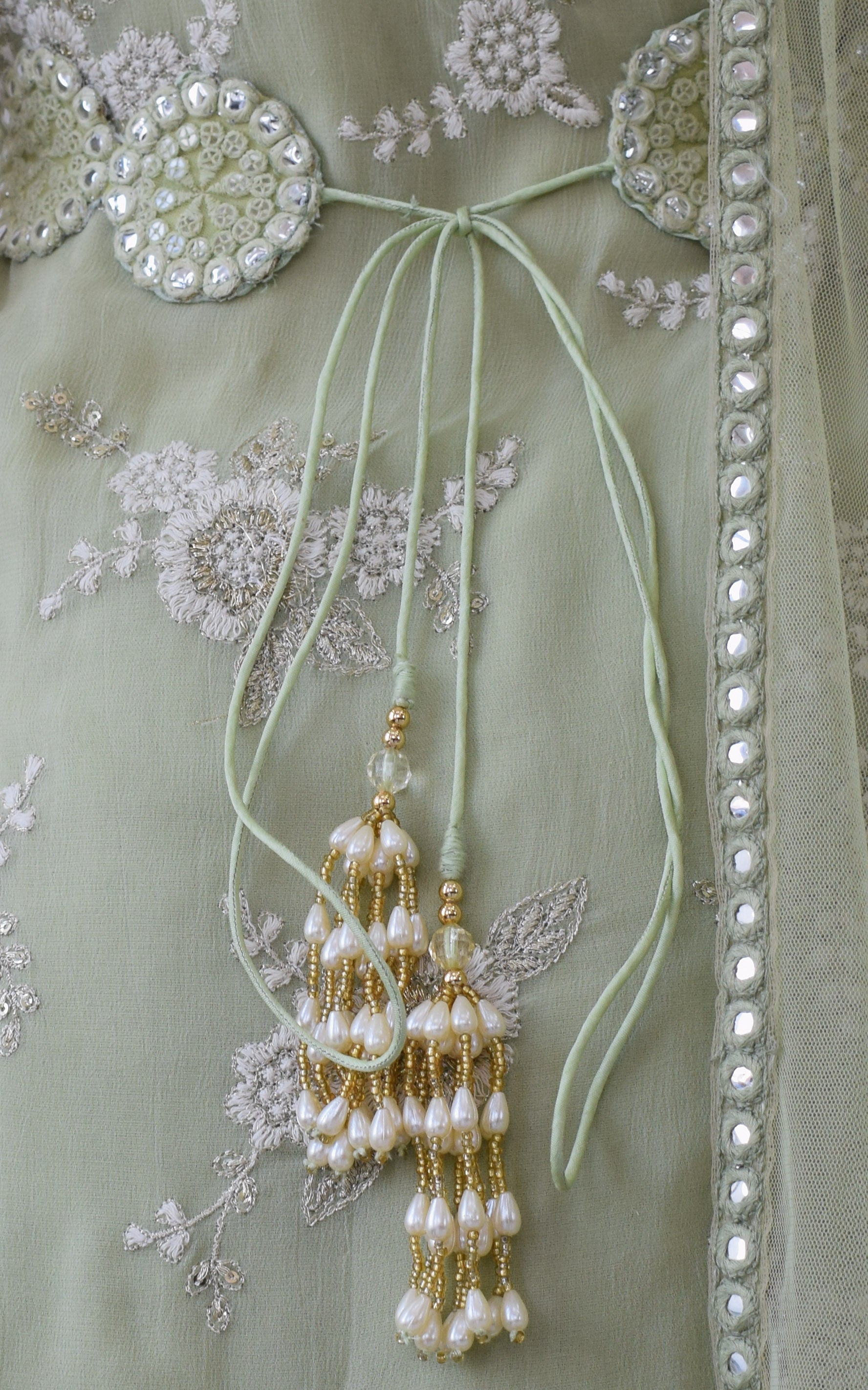Sage Green Embroidered Sharara Set