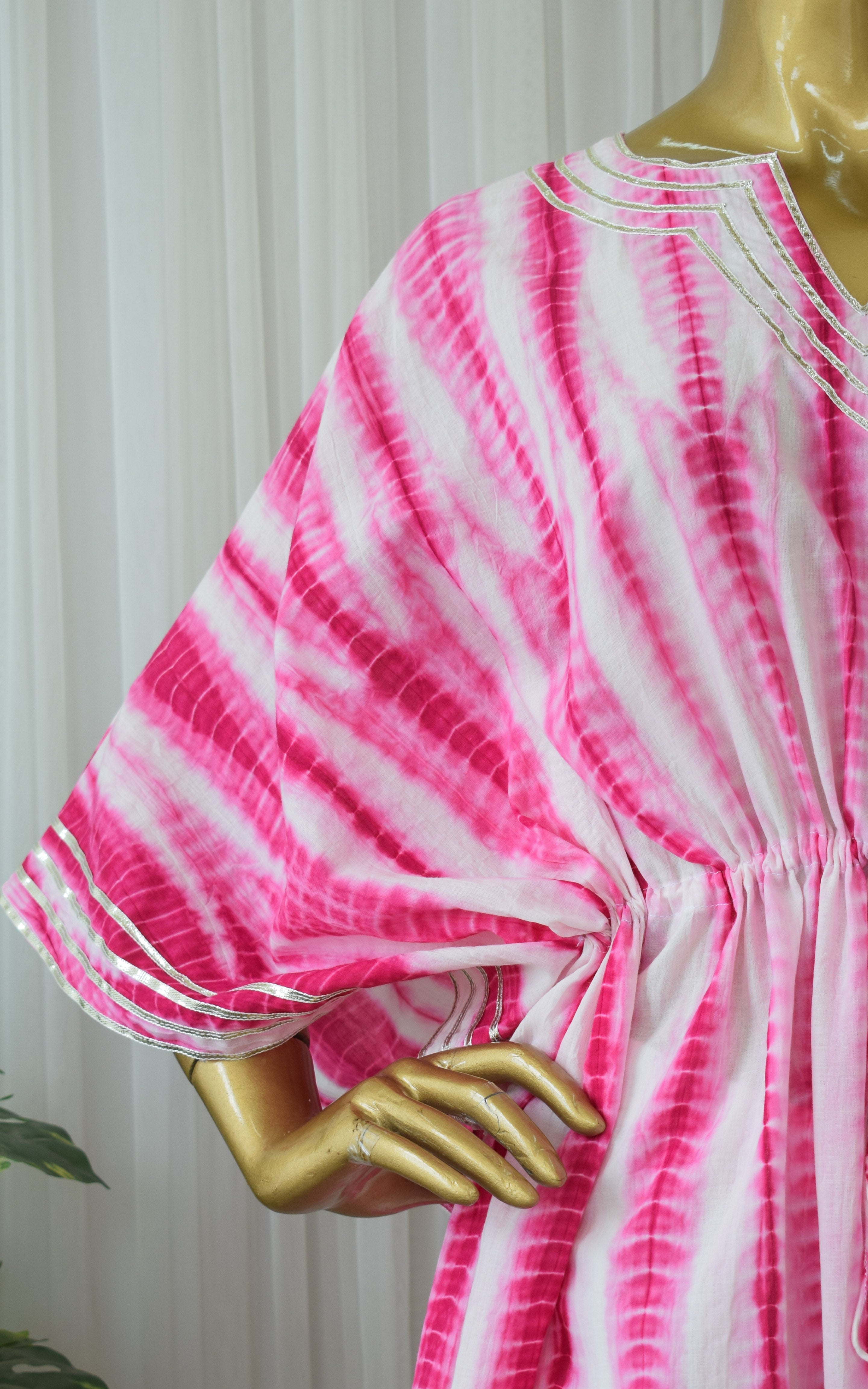 Hot Pink Shibori Kaftan & Pant Set