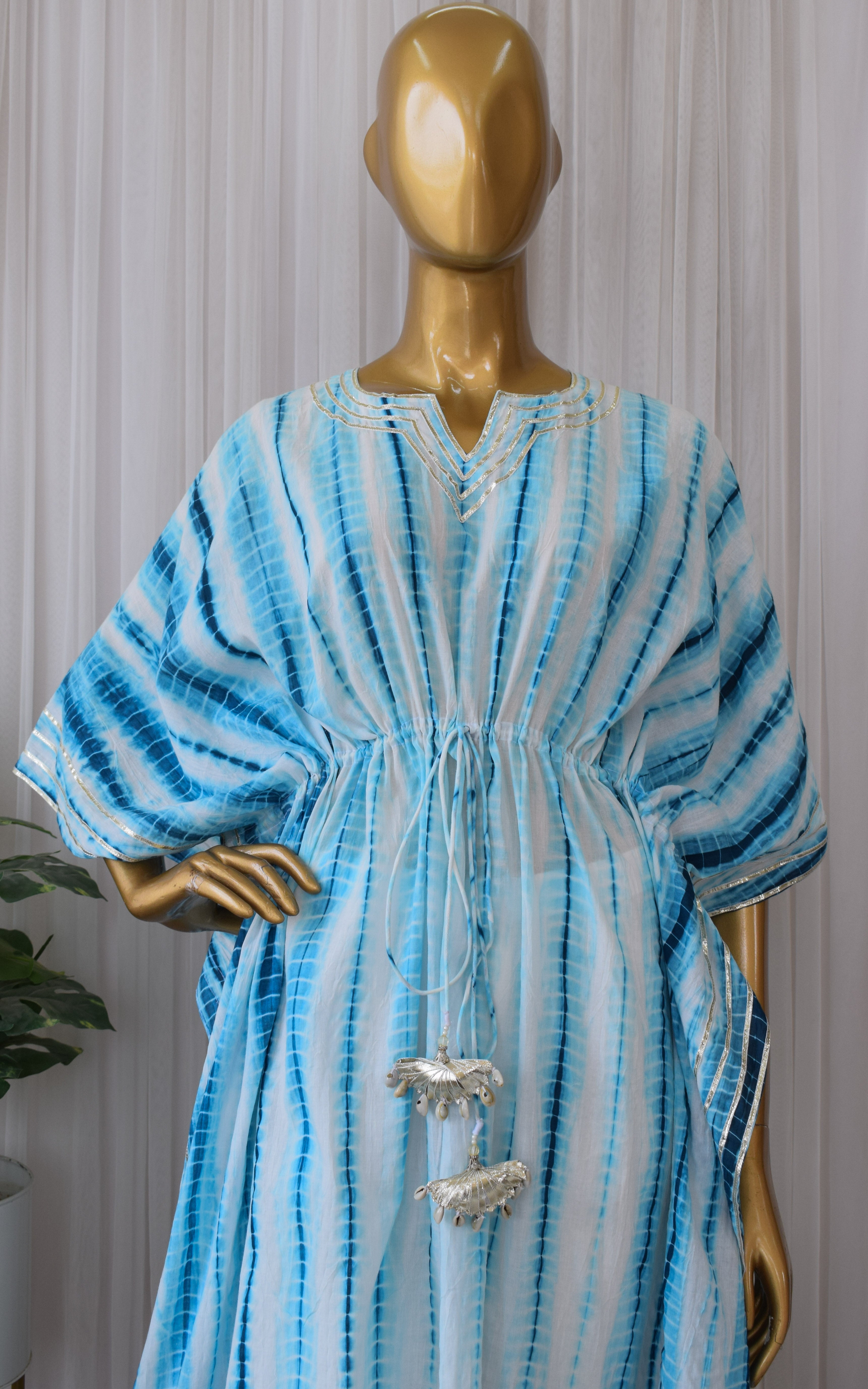 Blue Shibori Kaftan & Pant Set