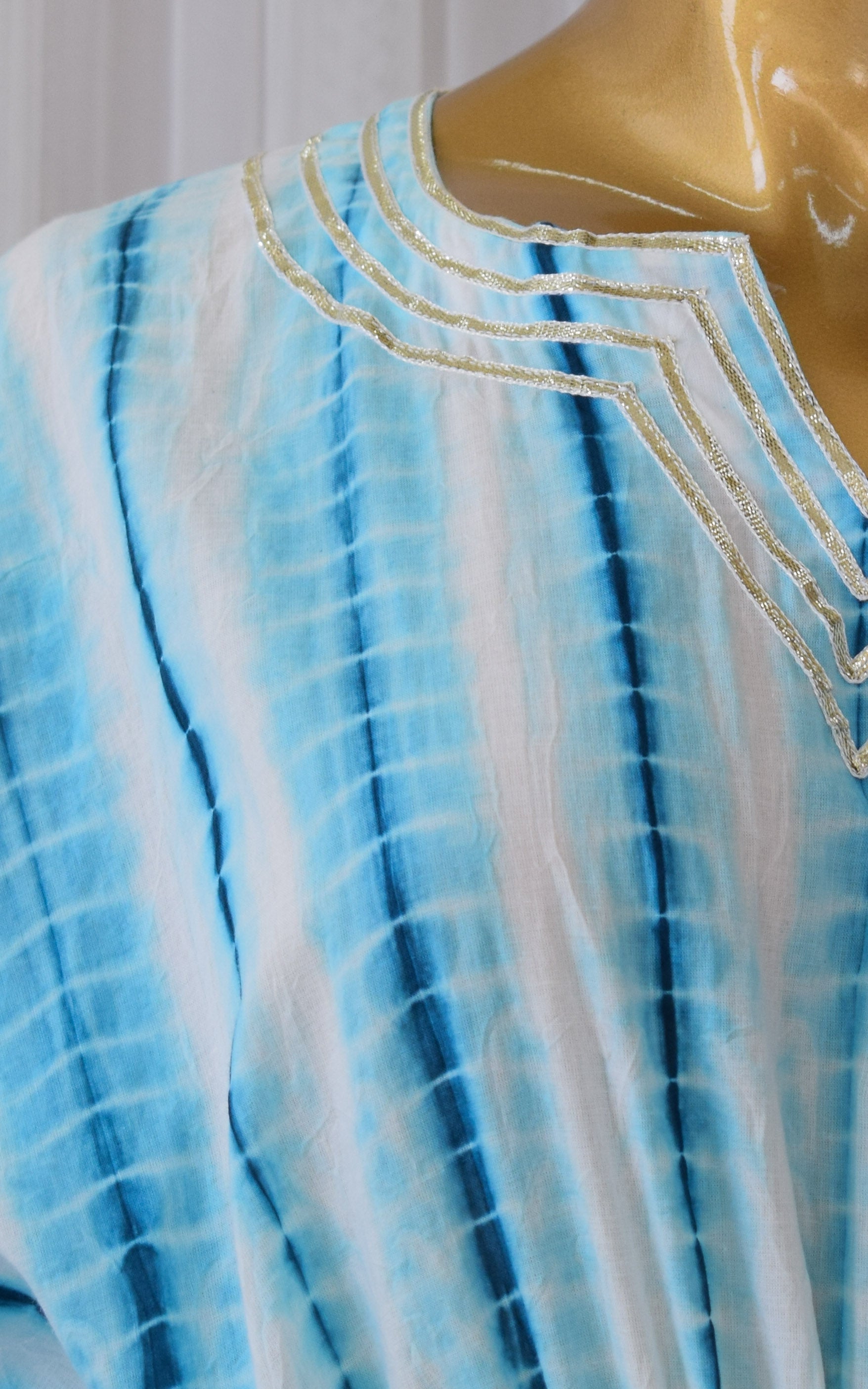 Blue Shibori Kaftan & Pant Set