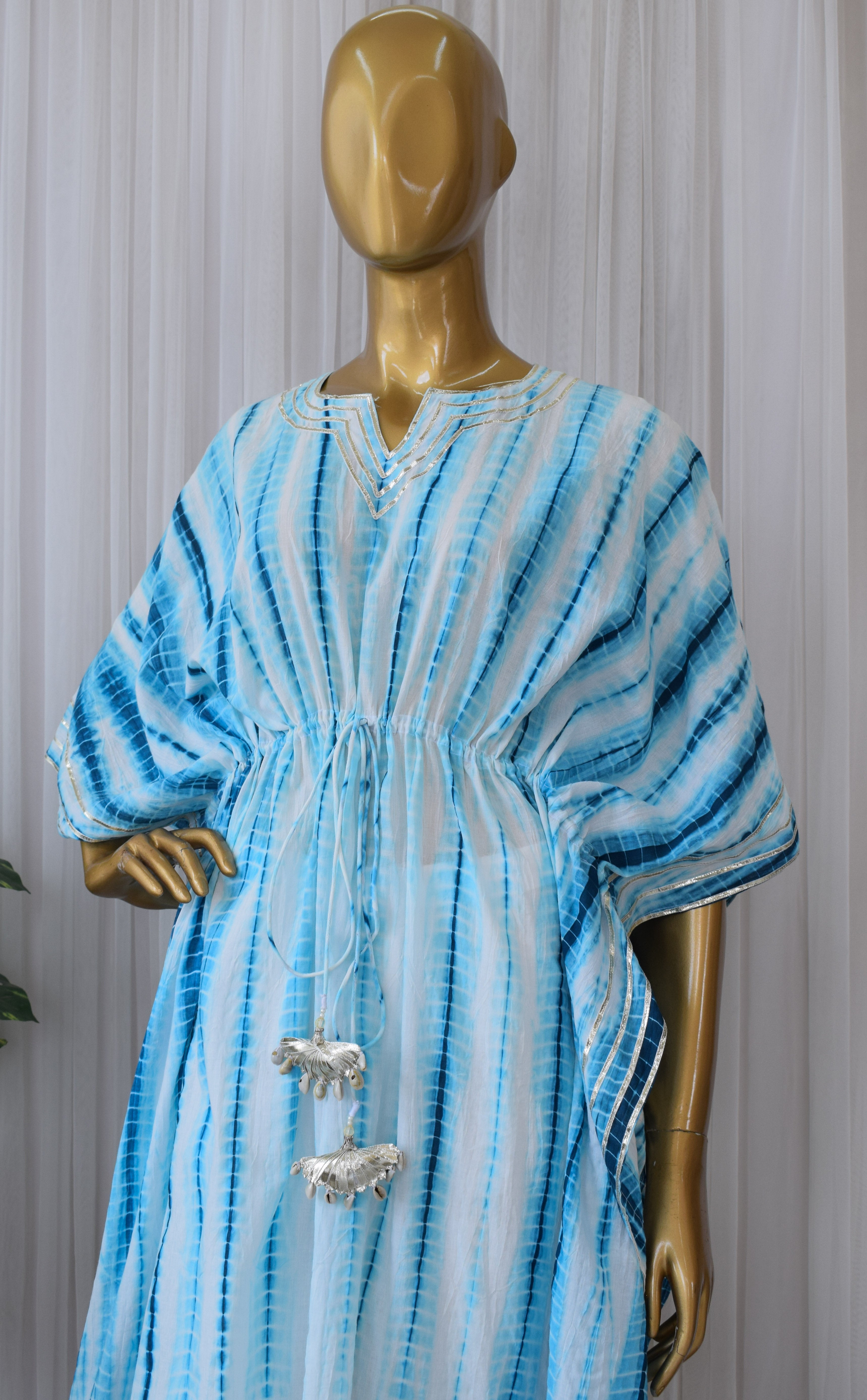 Blue Shibori Kaftan & Pant Set