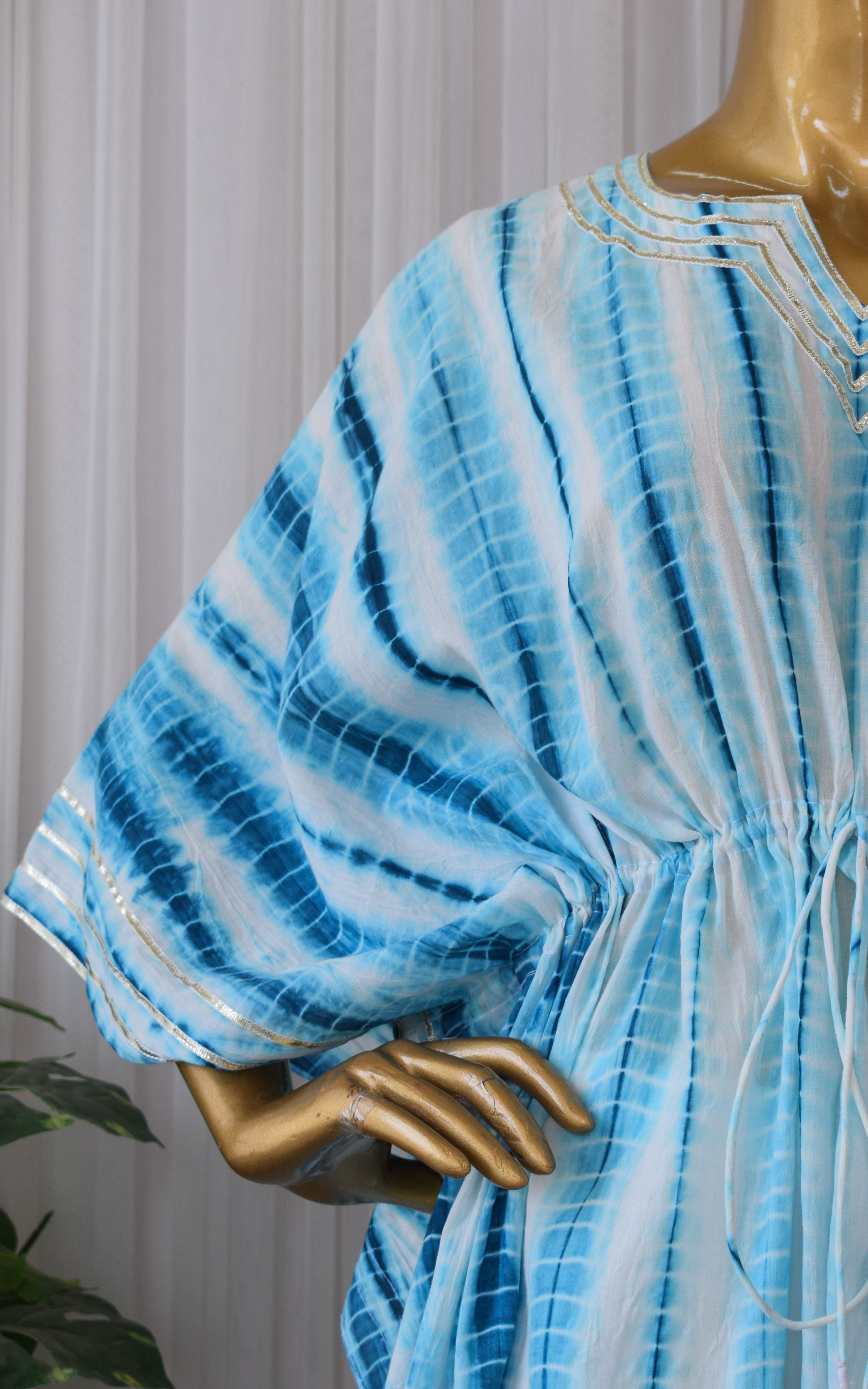 Blue Shibori Kaftan & Pant Set
