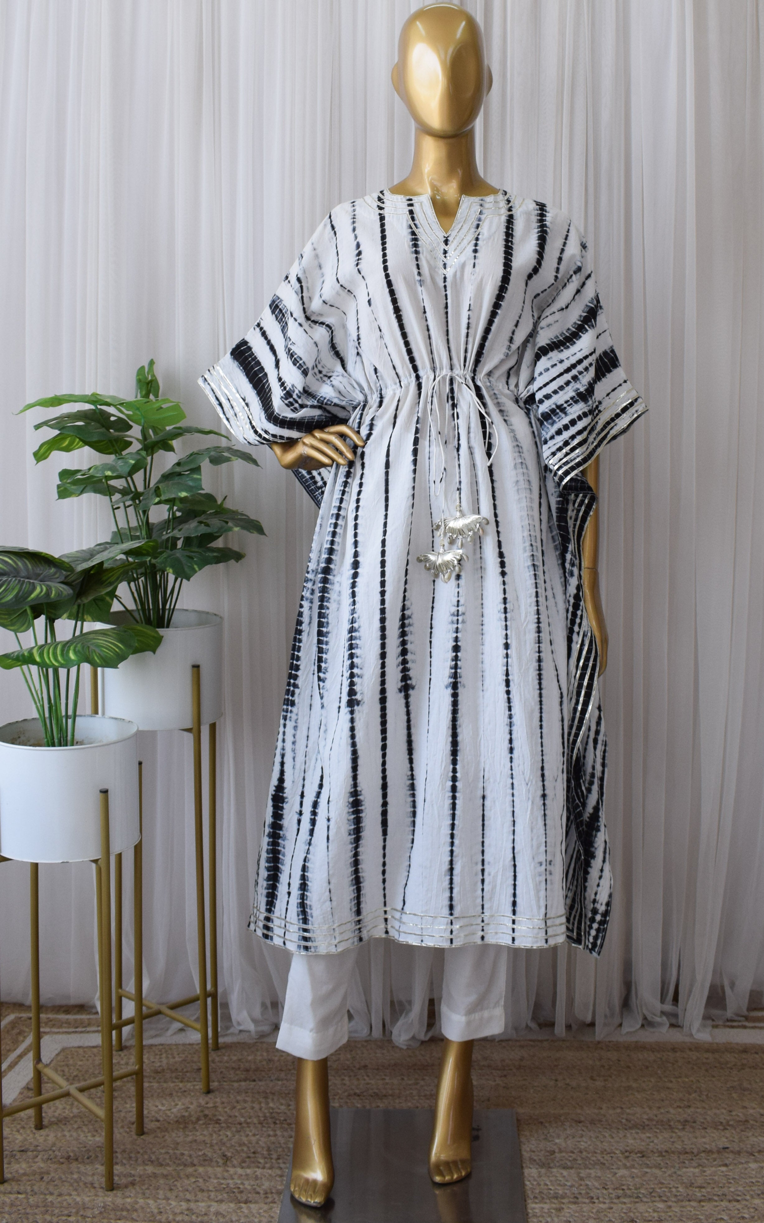 Black Shibori Kaftan & Pant Set