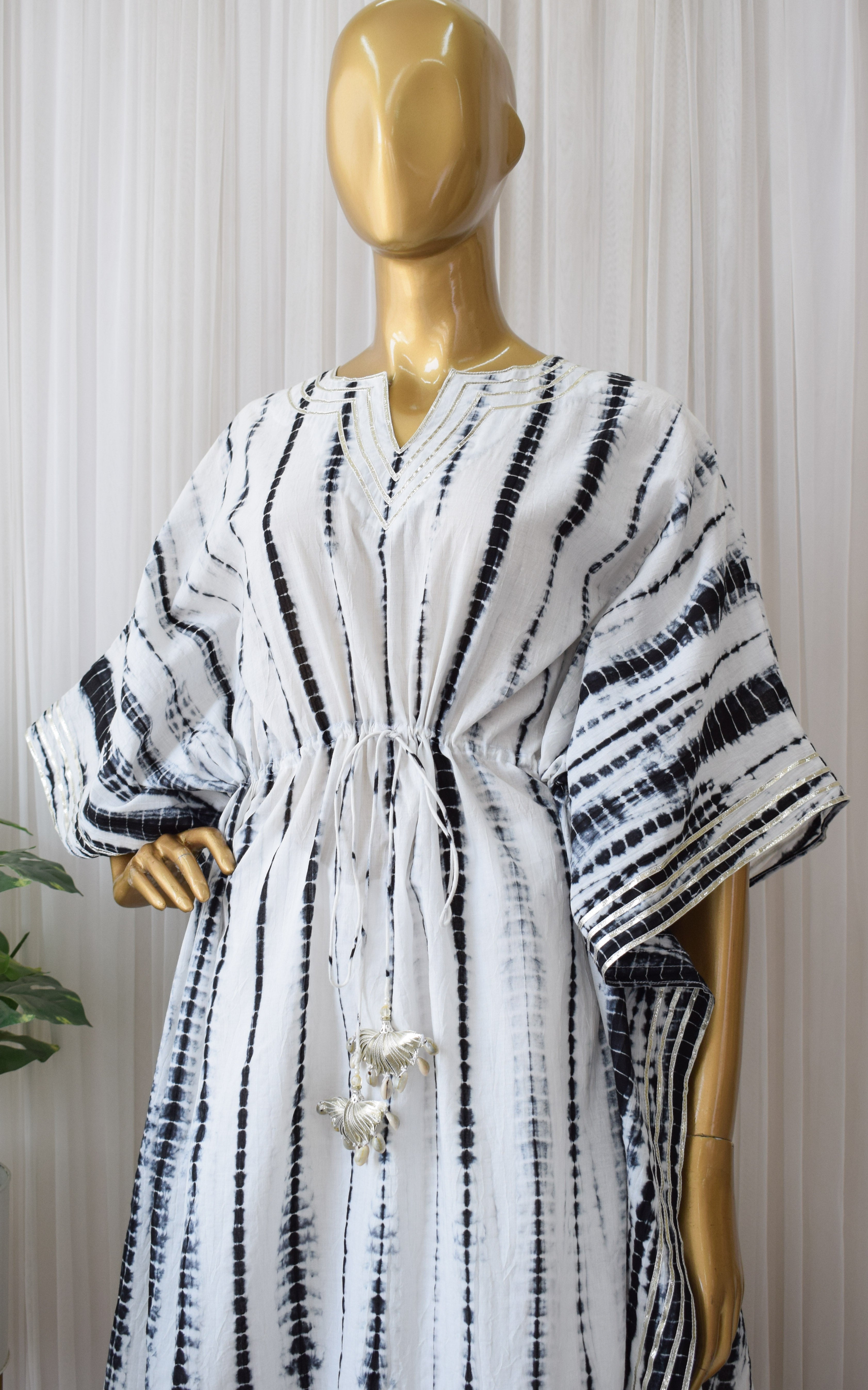 Black Shibori Kaftan & Pant Set